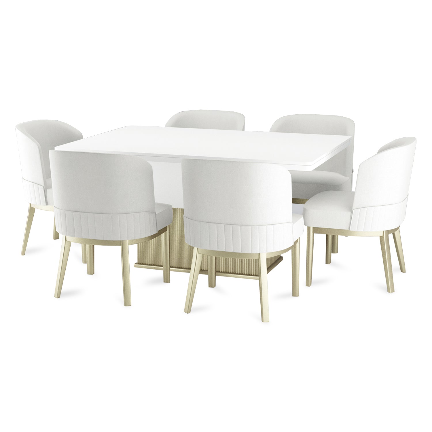 Comedor 6 Puestos Atlanta Eurolino Blanco, Champaña