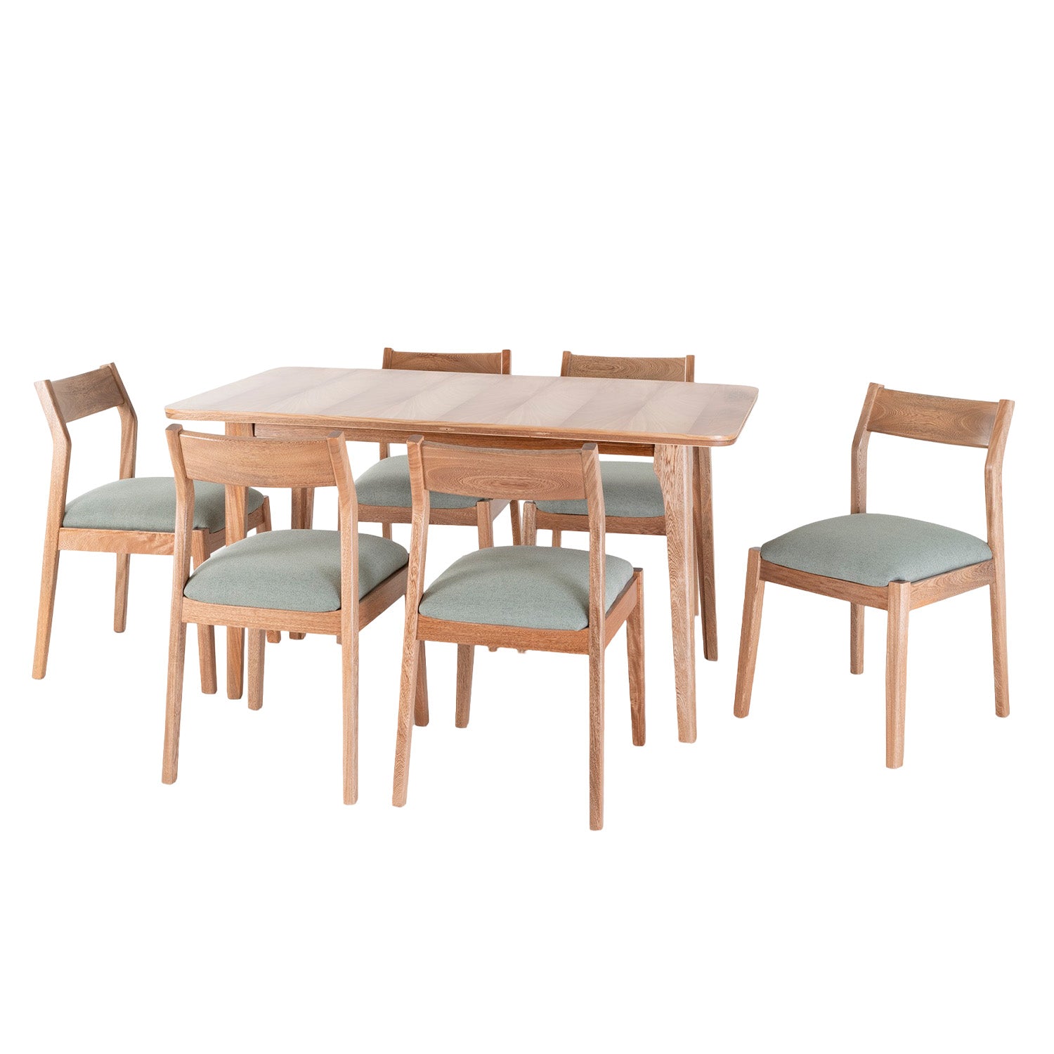 Comedor 6 Puestos Dalton Lino Verona Verde, Natural