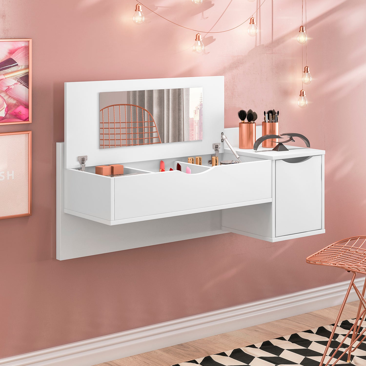 Tocador De Pared Cubic Blanco