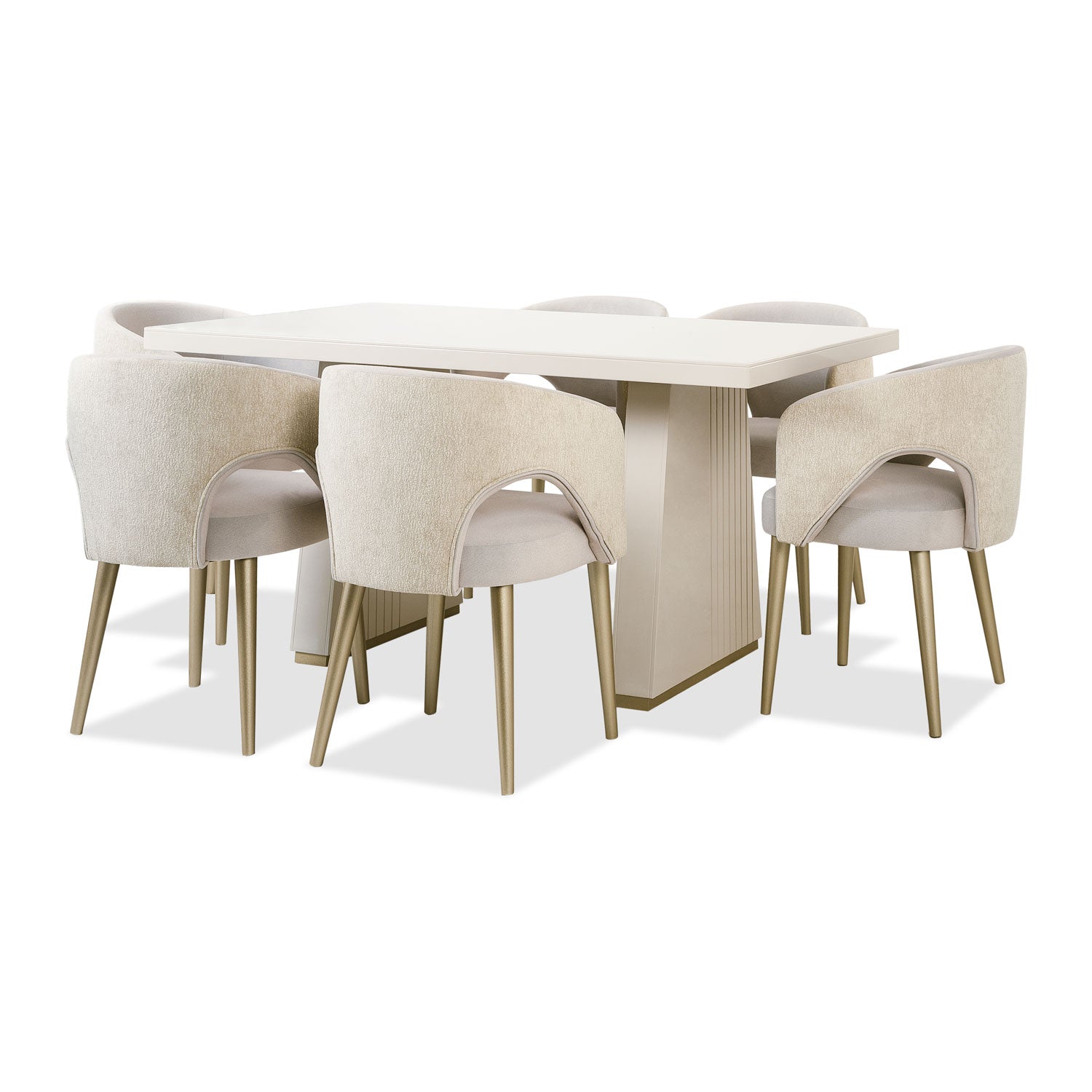 Comedor 6 Puestos Denver Velvet Beige, Greige
