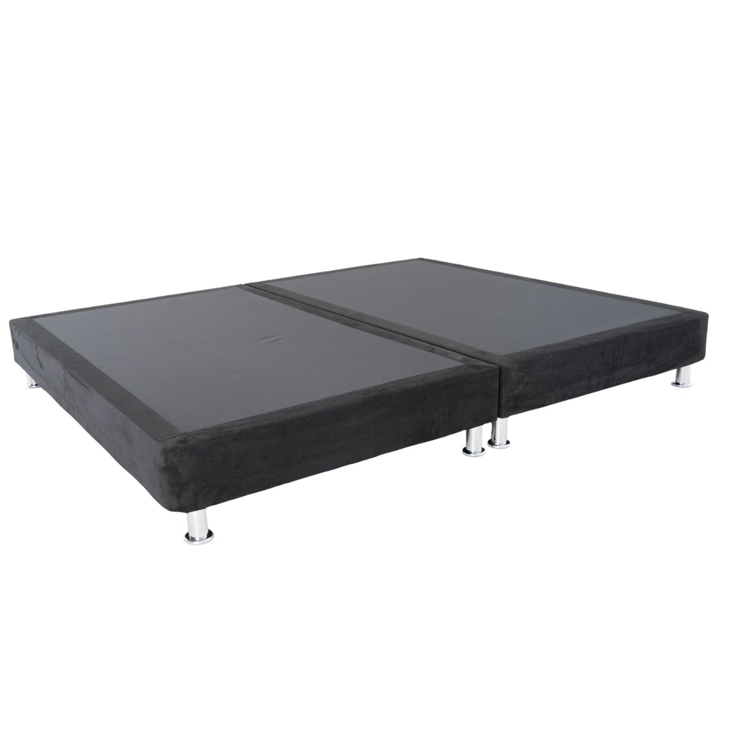 Base Cama Doble Napoli Microfibra Negro Par