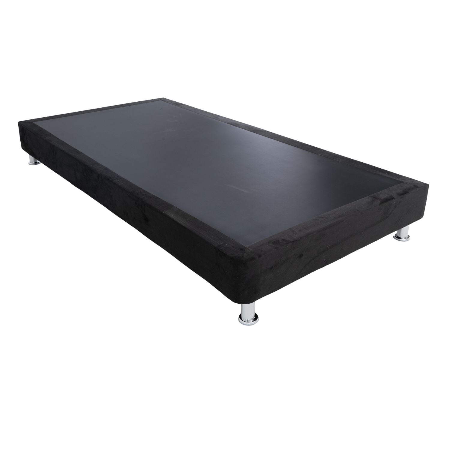 Base Cama Queen Napoli Microfibra Negro Par