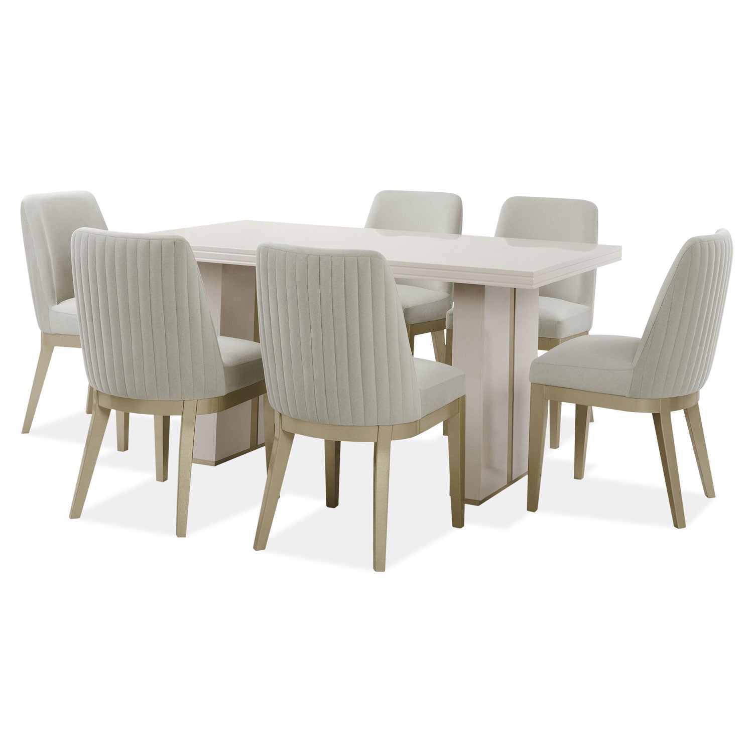Comedor 6 Puestos Marcus Velvet Siena Avellana, Champaña
