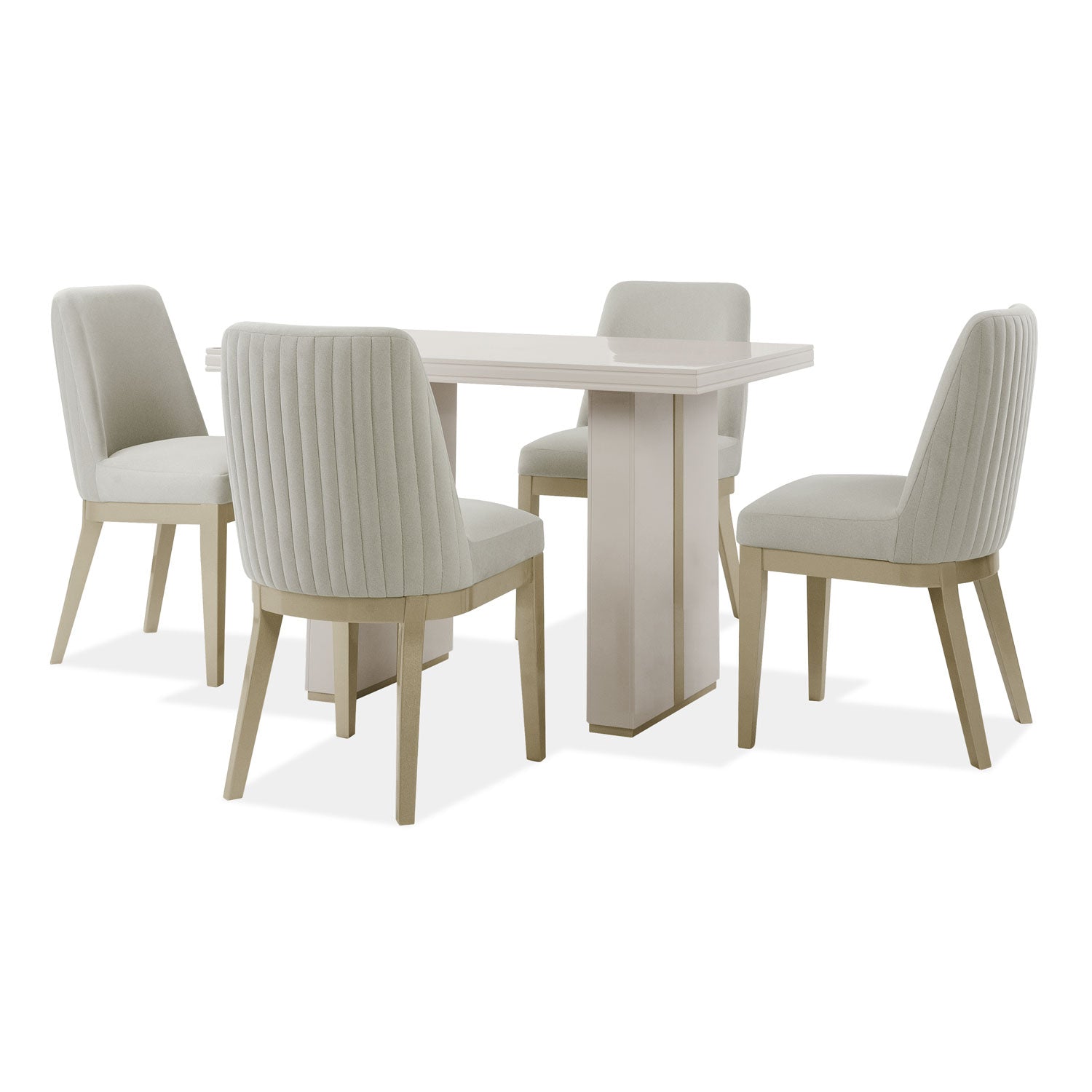Comedor 4 Puestos Marcus Velvet Siena Avellana, Champaña