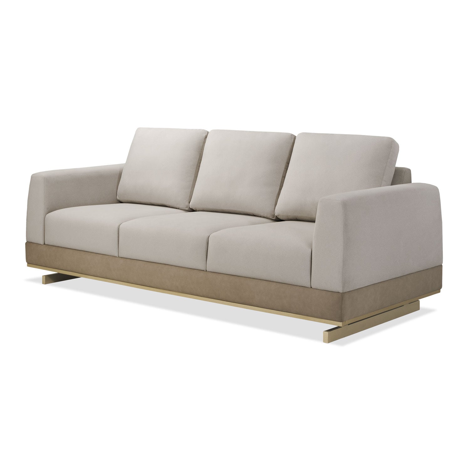 Sofá 3 Puestos Marcus Velvet Siena Avellana, Champaña