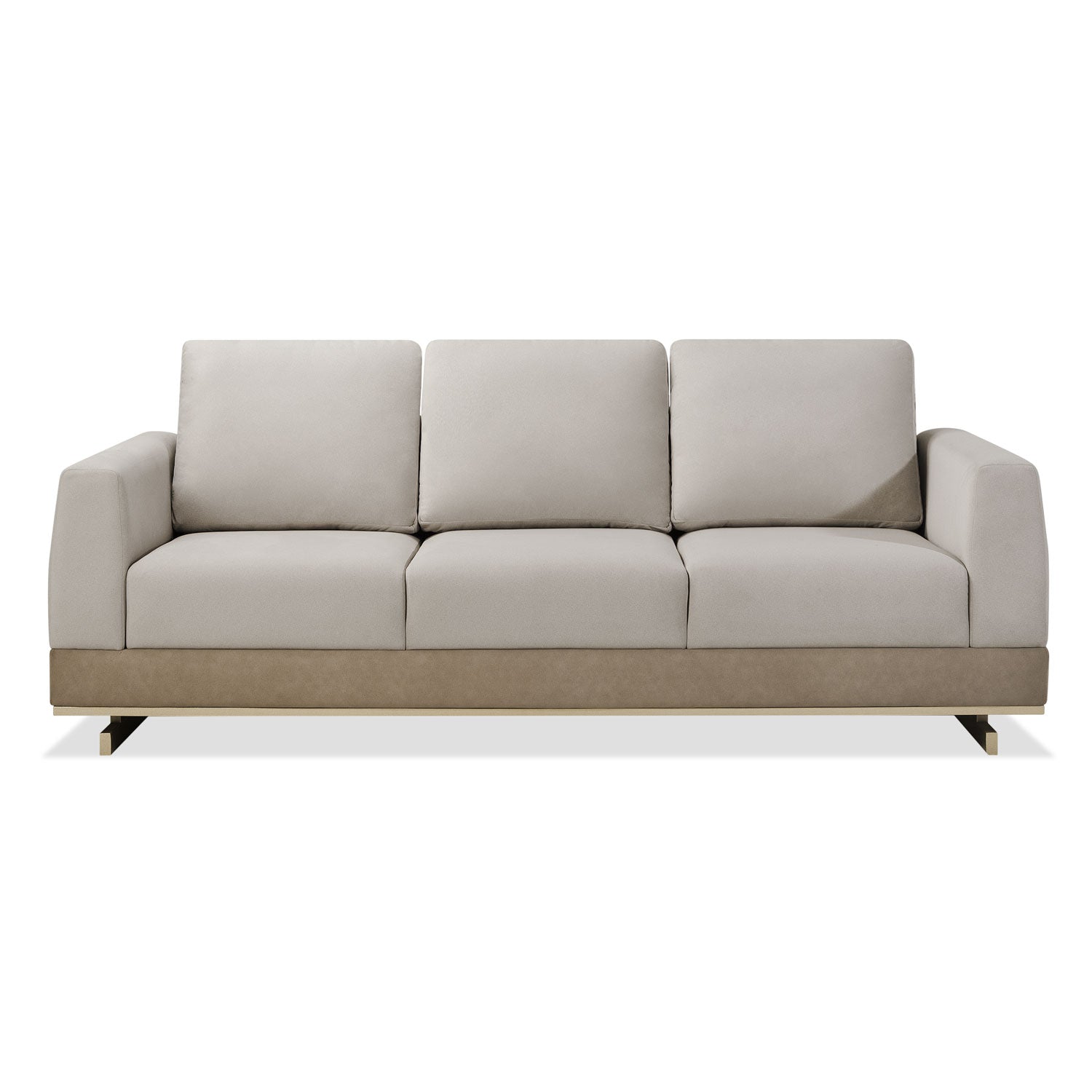 Sofá 3 Puestos Marcus Velvet Siena Avellana, Champaña