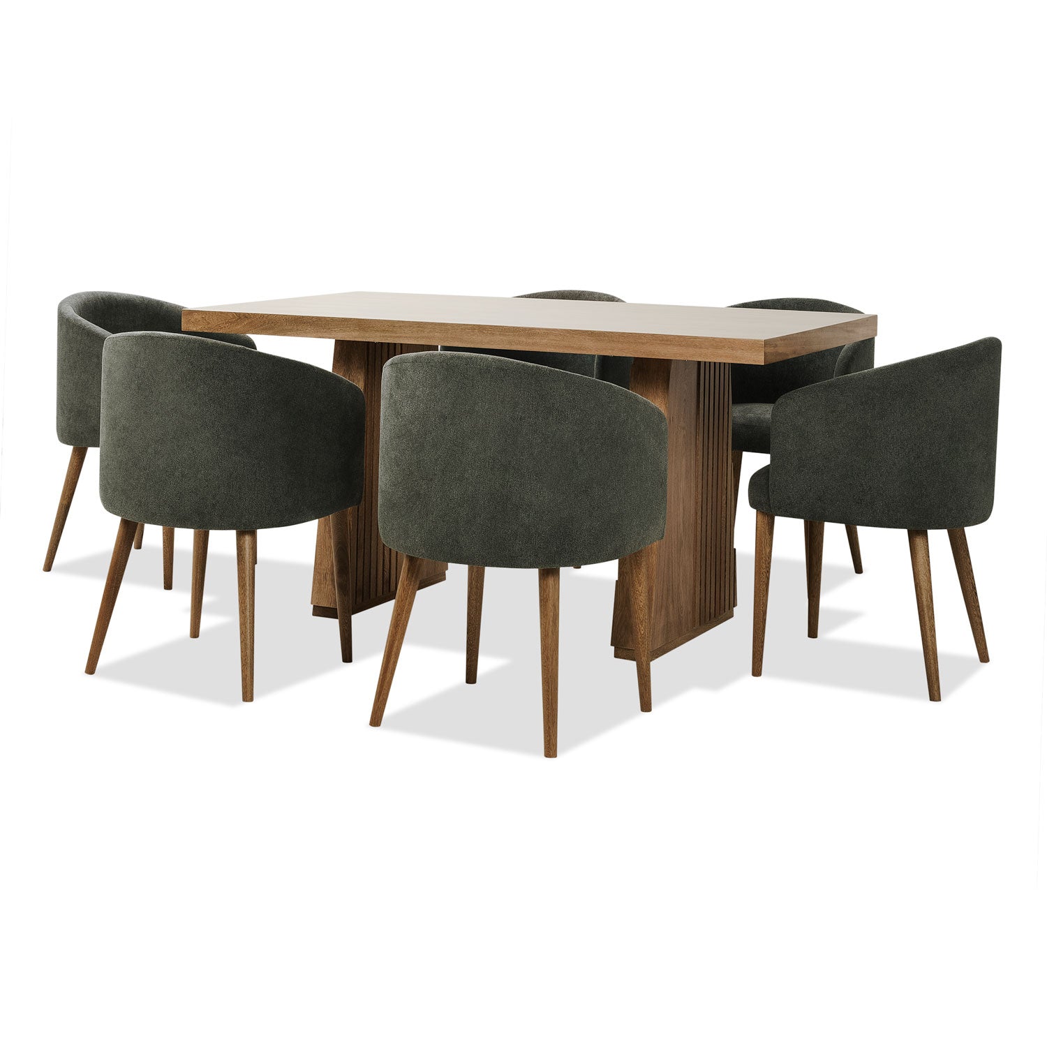 Comedor 6 Puestos Savana Lino Nakano Humo, Natural