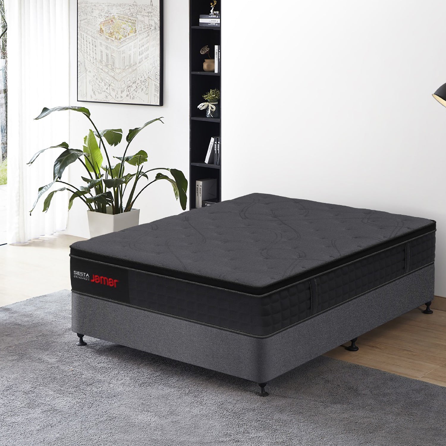 Colchon Twin 1.00 Siesta Orthopedic Negro, Gris