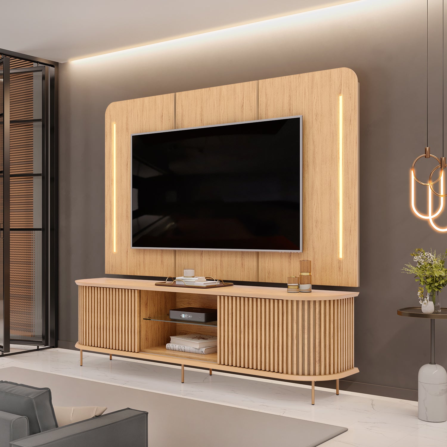 Centro De Entretenimiento Frizz 218X200X45 Natural