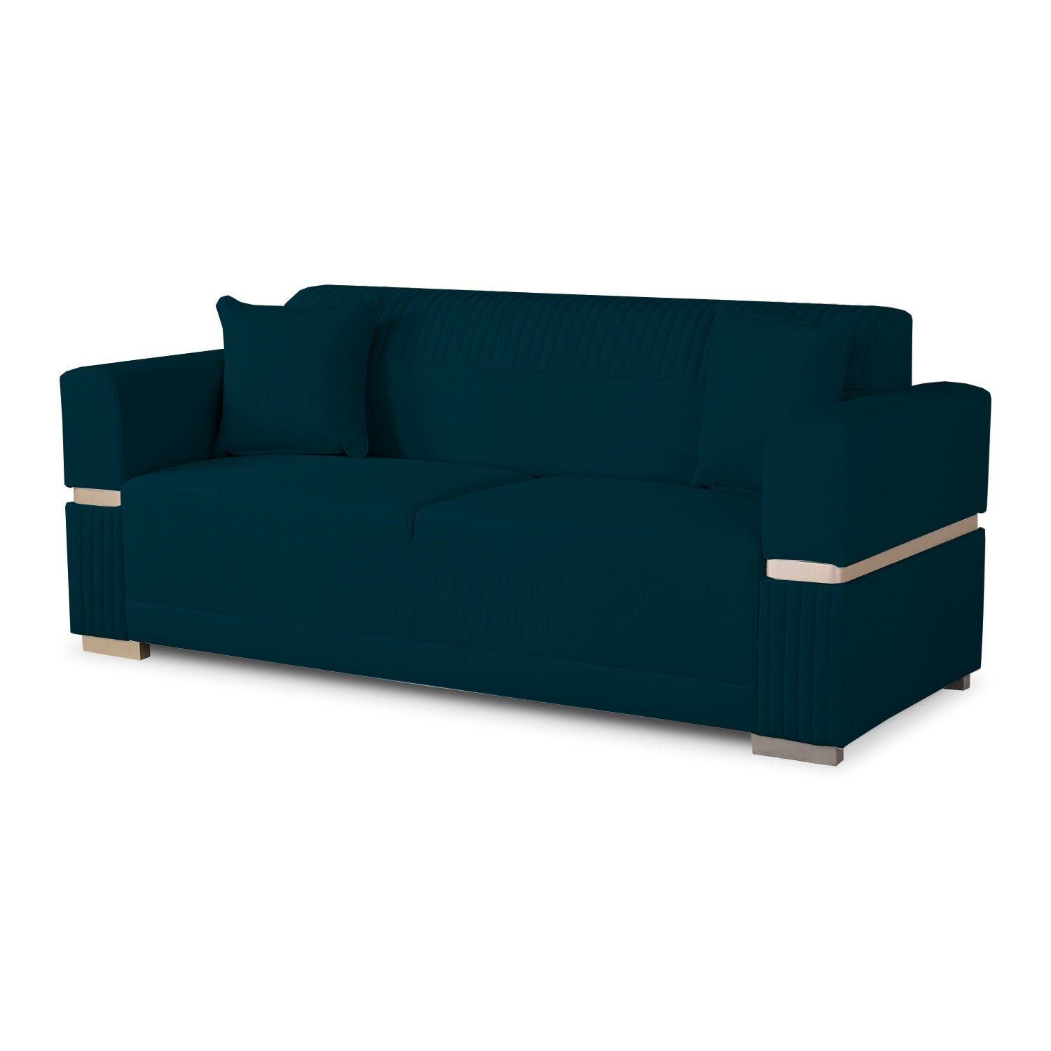 Sofá 3 Puestos Dhara Velvet Budapest Navy, Champaña