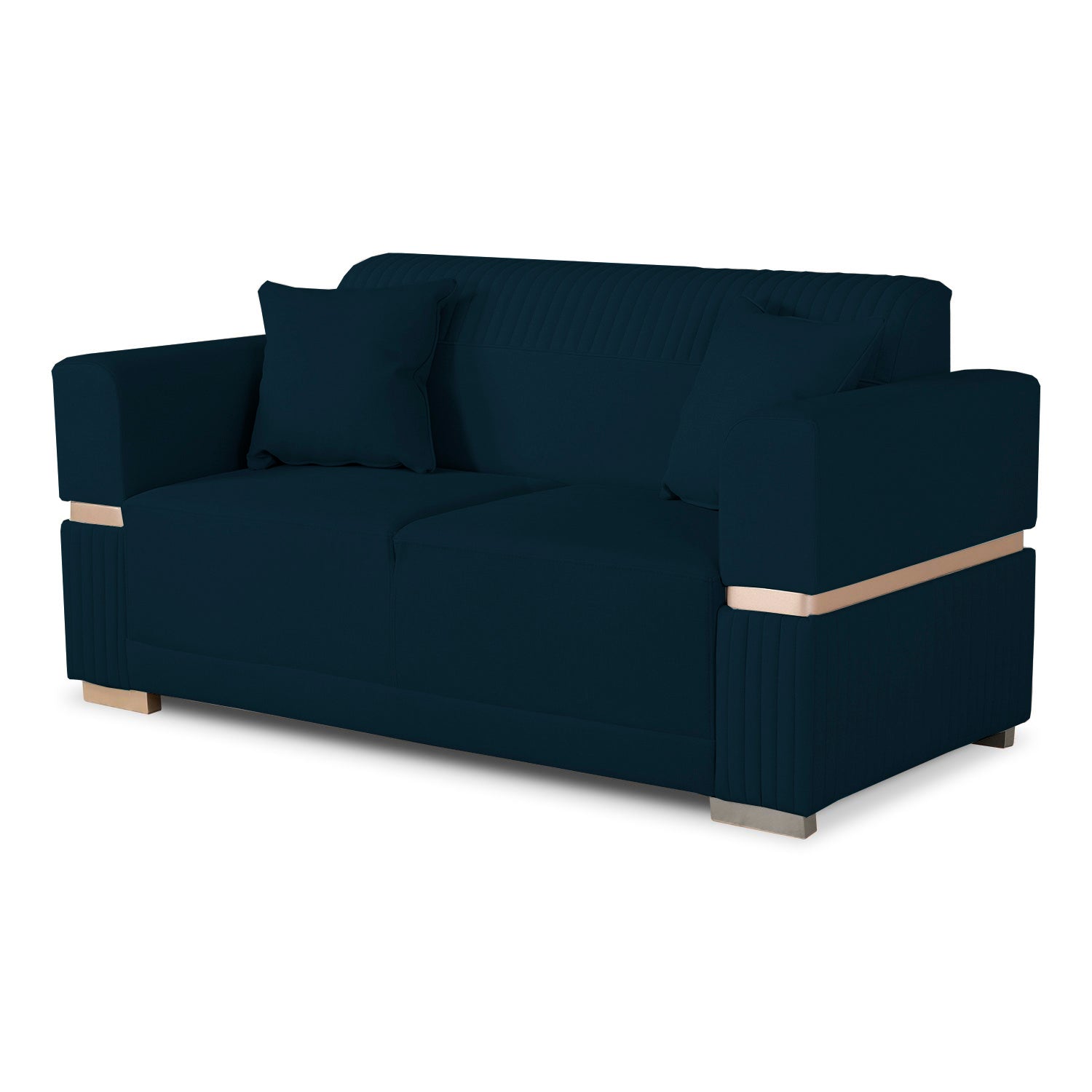 Sofá 2 Puestos Dhara Velvet Budapest Navy, Champaña