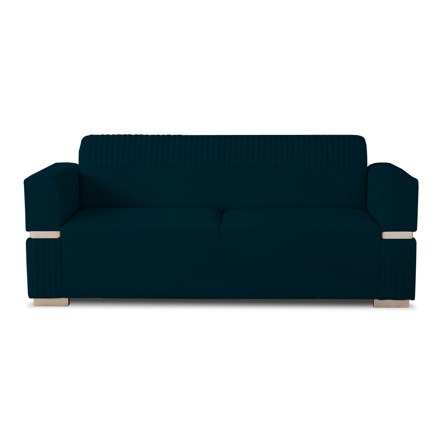 Sofá 3 Puestos Dhara Velvet Budapest Navy, Champaña