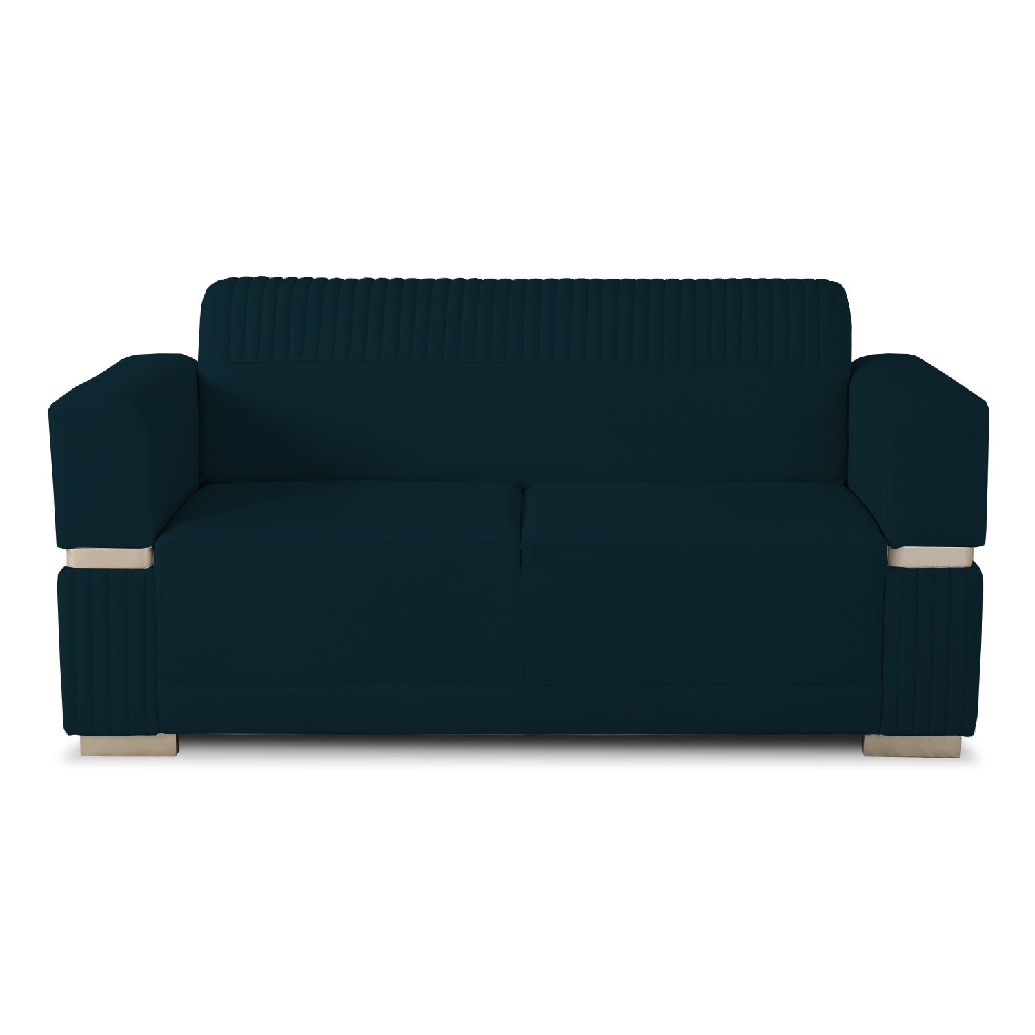 Sofá 2 Puestos Dhara Velvet Budapest Navy, Champaña