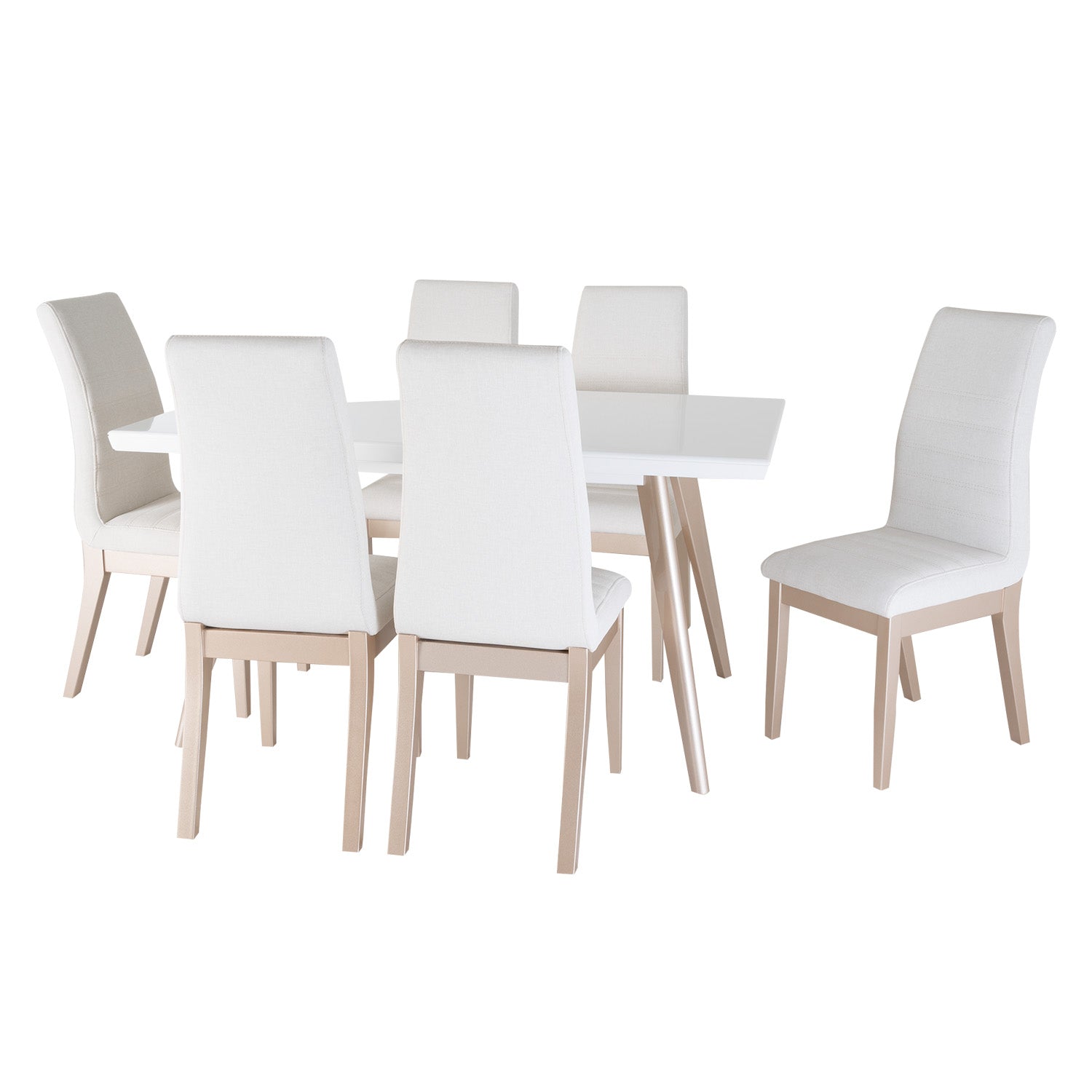 Comedor 6 Puestos Bruno Eurolino Blanco, Champaña