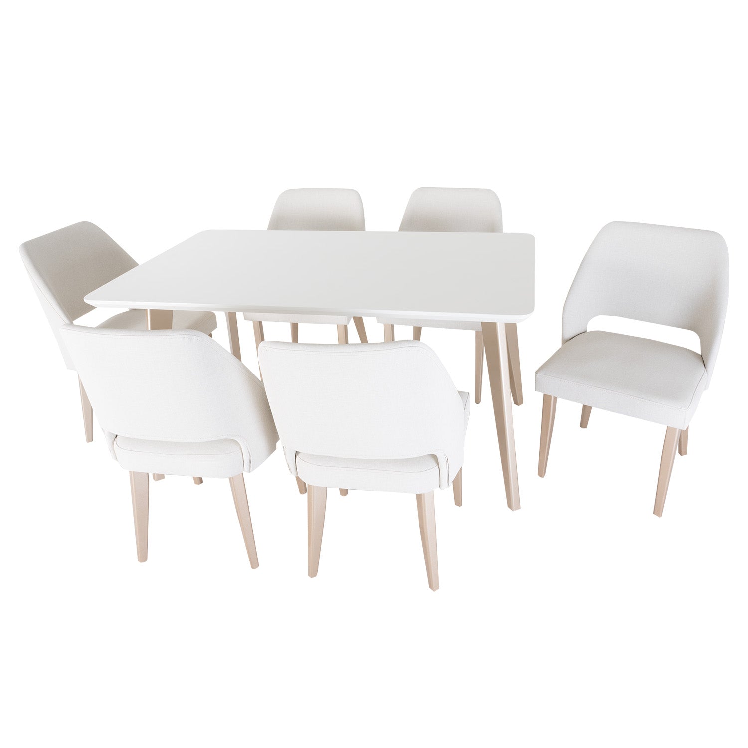 Comedor 6 Puestos Camille Eurolino Blanco, Champaña