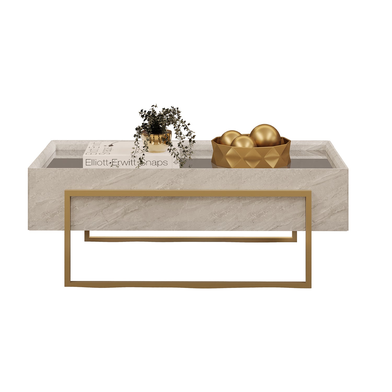 Mesa De Centro Loft Gris Marmolado