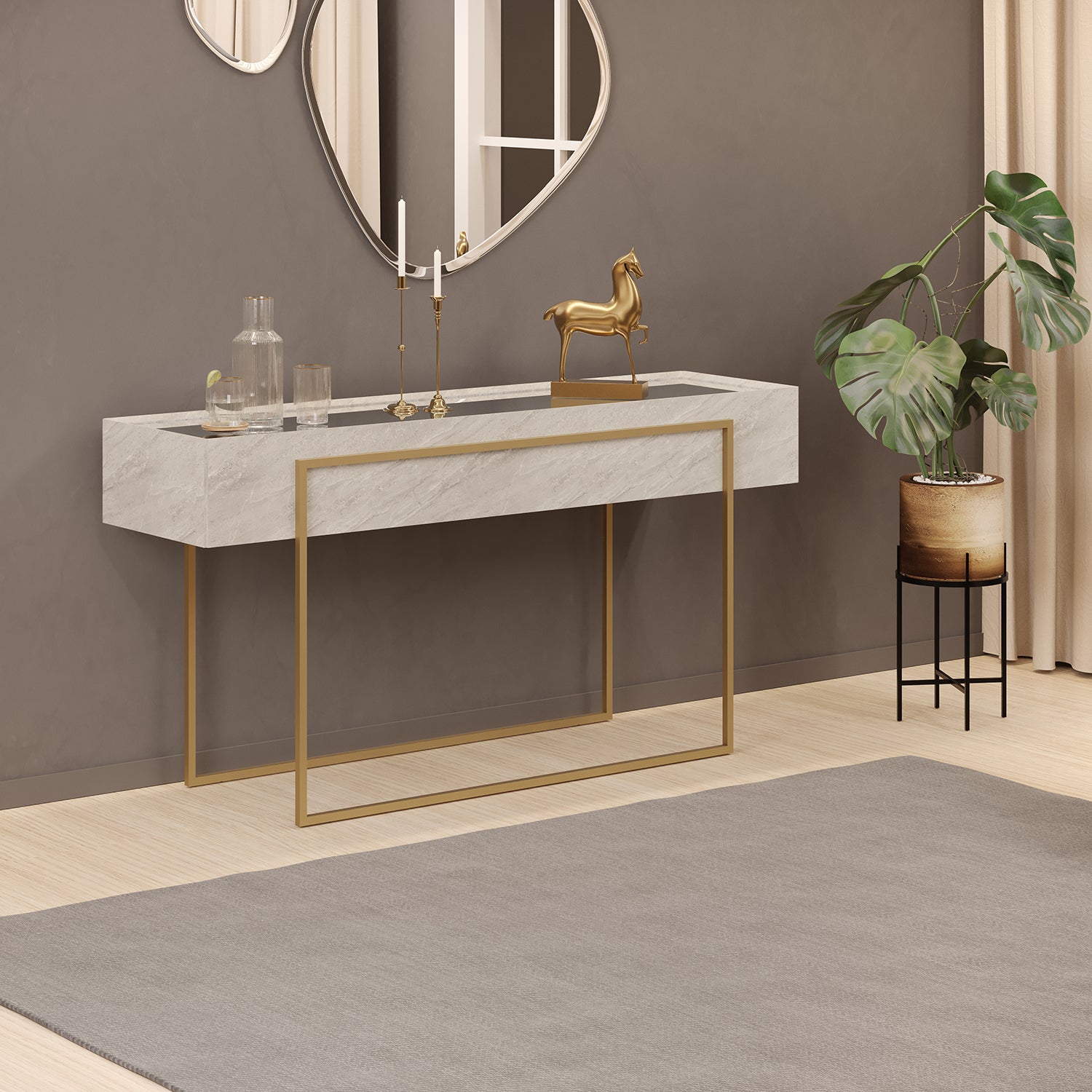 Consola Loft 137X80 Gris Marmolado