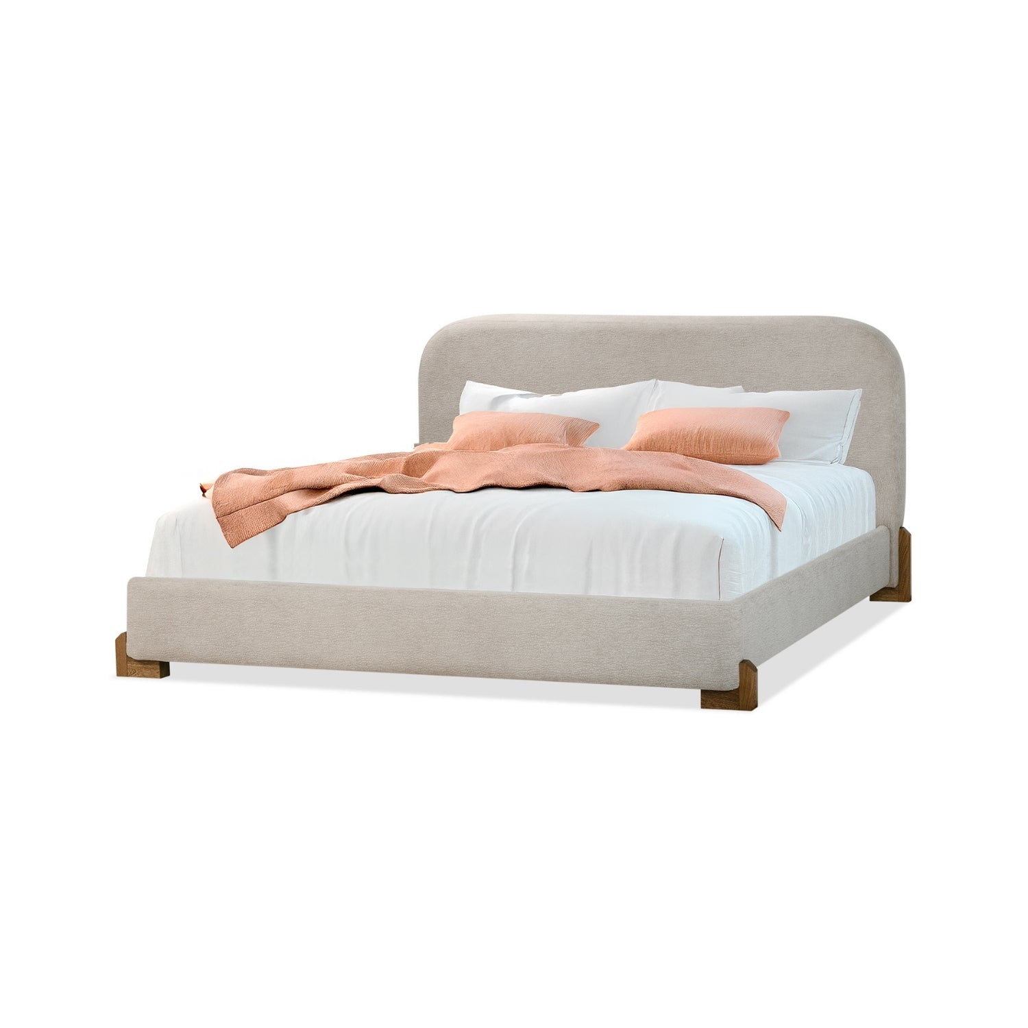 Cama Doble Denver Velvet Vainilla, Natural