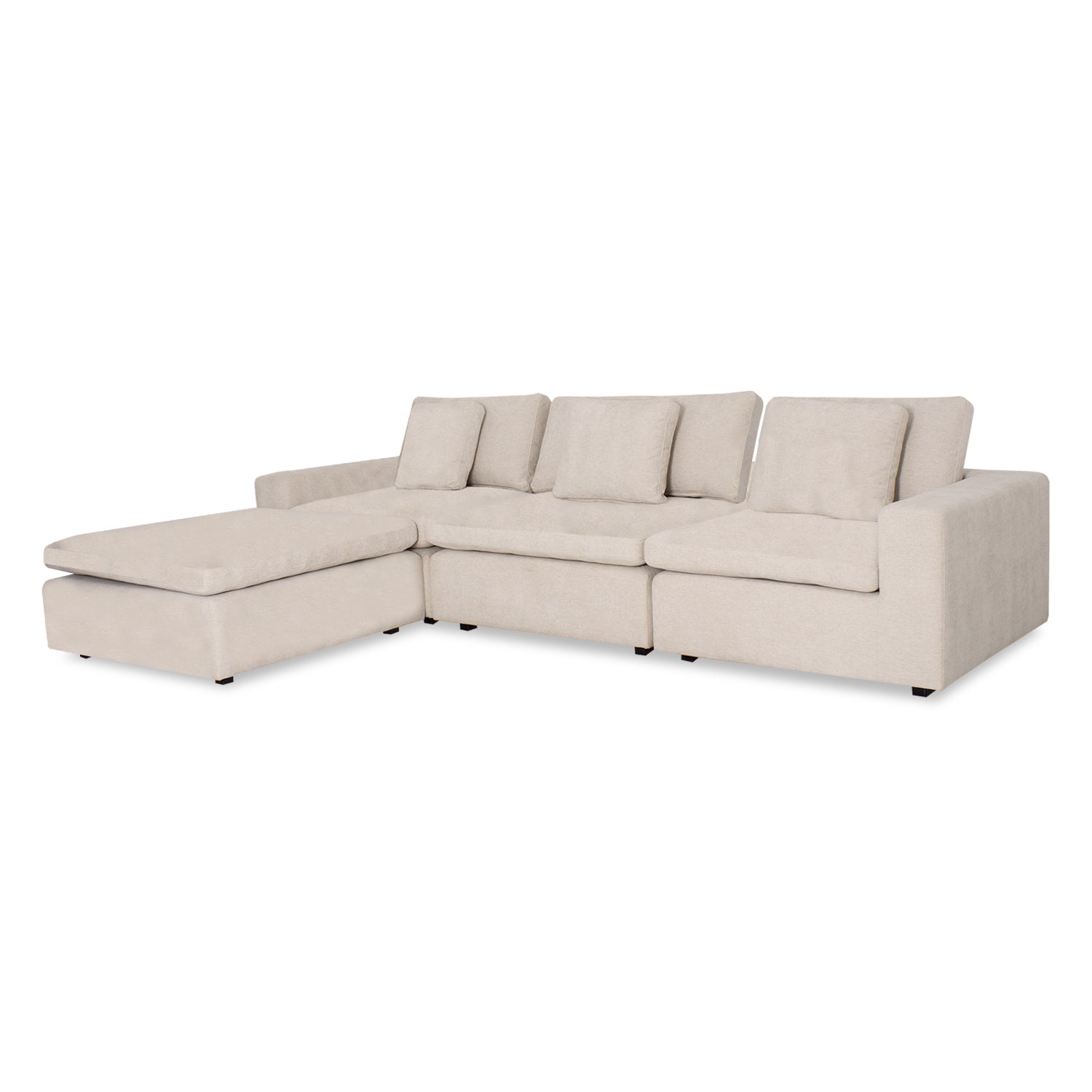 Juego De Sala Creta Lino Touch Almendra, Negro 2.40 Mts