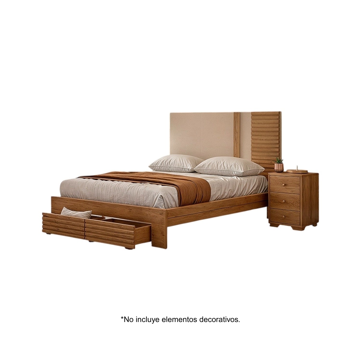 Cama Doble Omega Natural, Greige