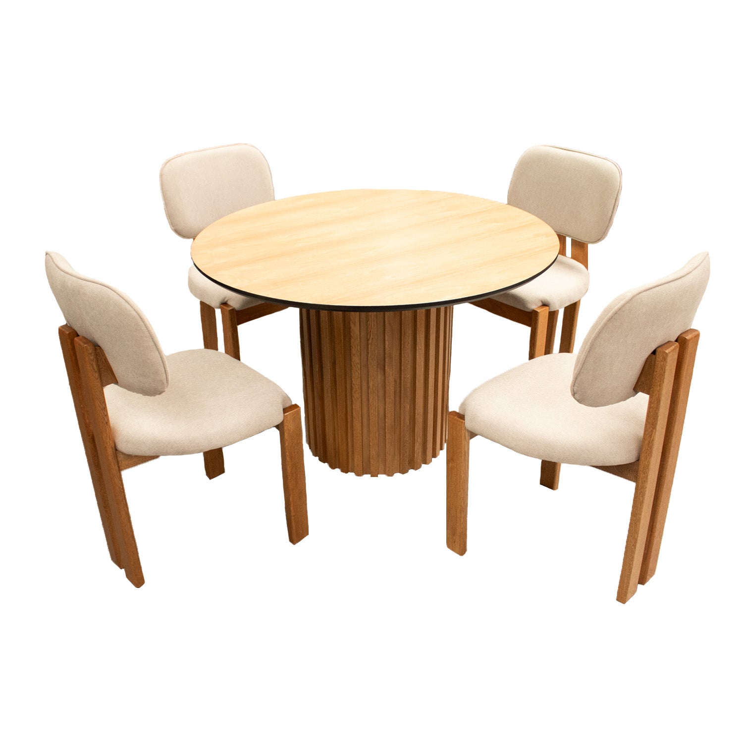 Comedor 4 Puestos Duncan Microfibra Crudo, Natural