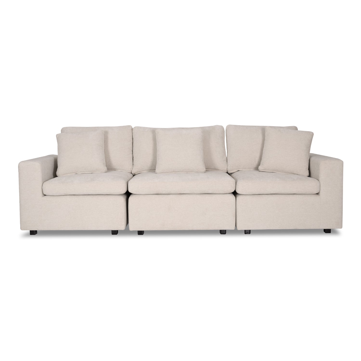 Juego De Sala Creta Lino Touch Almendra, Negro 2.40 Mts