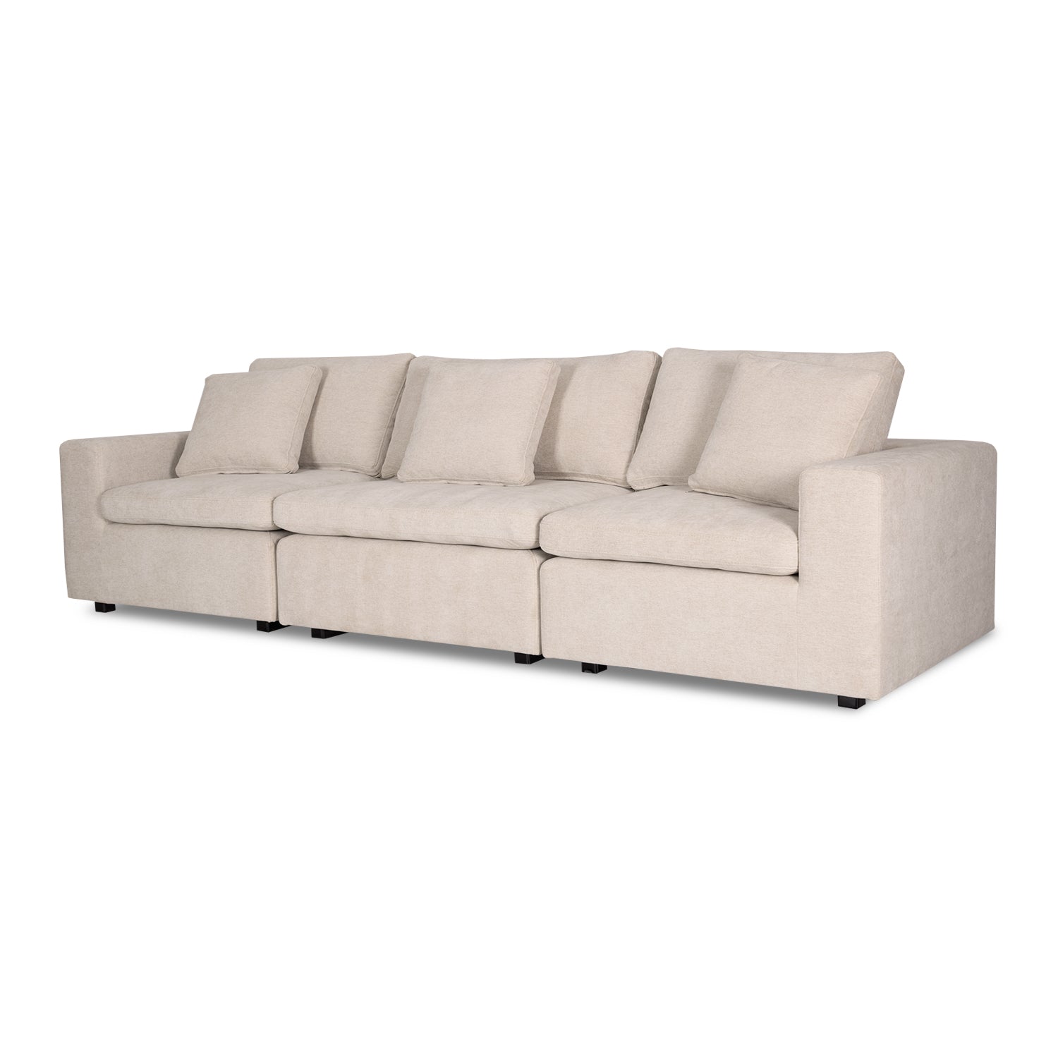 Juego De Sala Creta Lino Touch Almendra, Negro 2.40 Mts