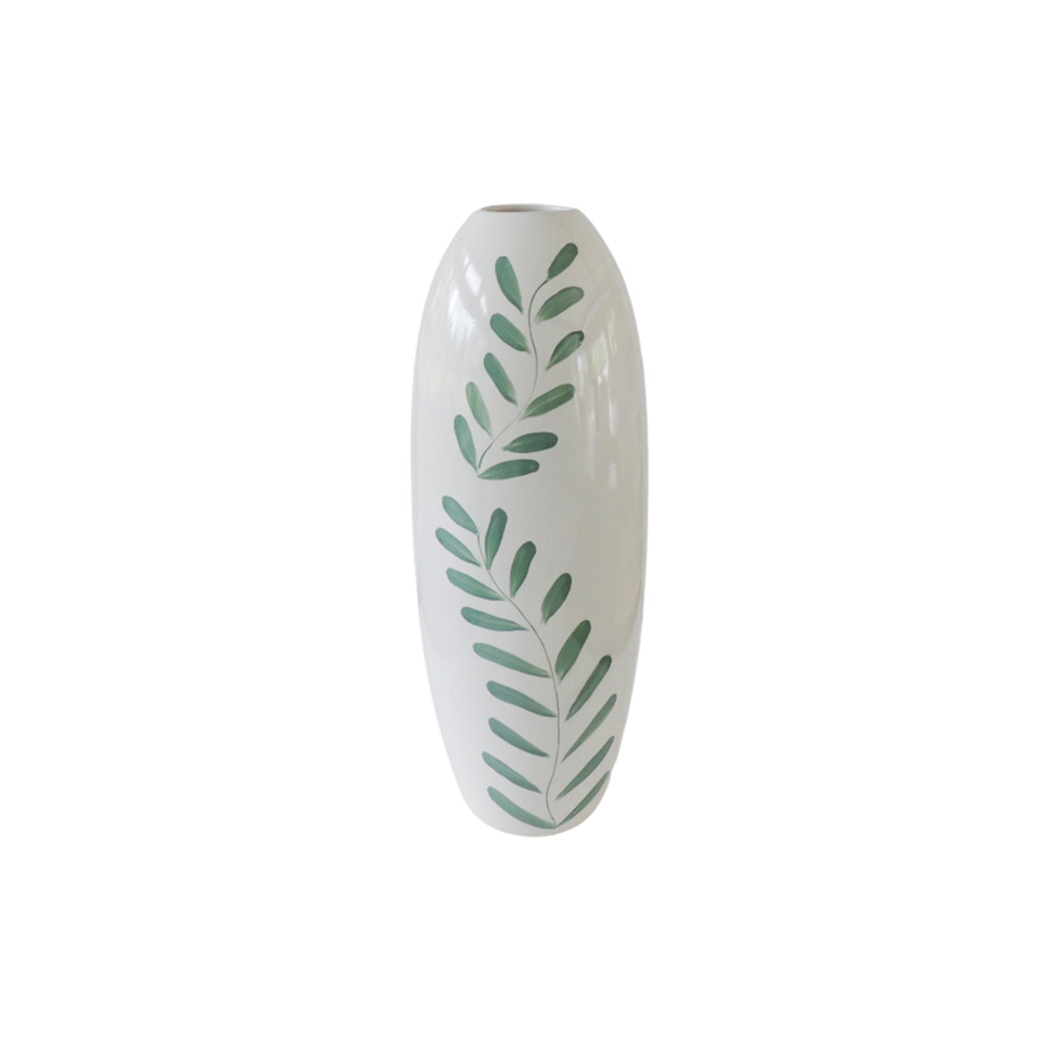 Jarron 15X41Cm Blanco Hojas Elois