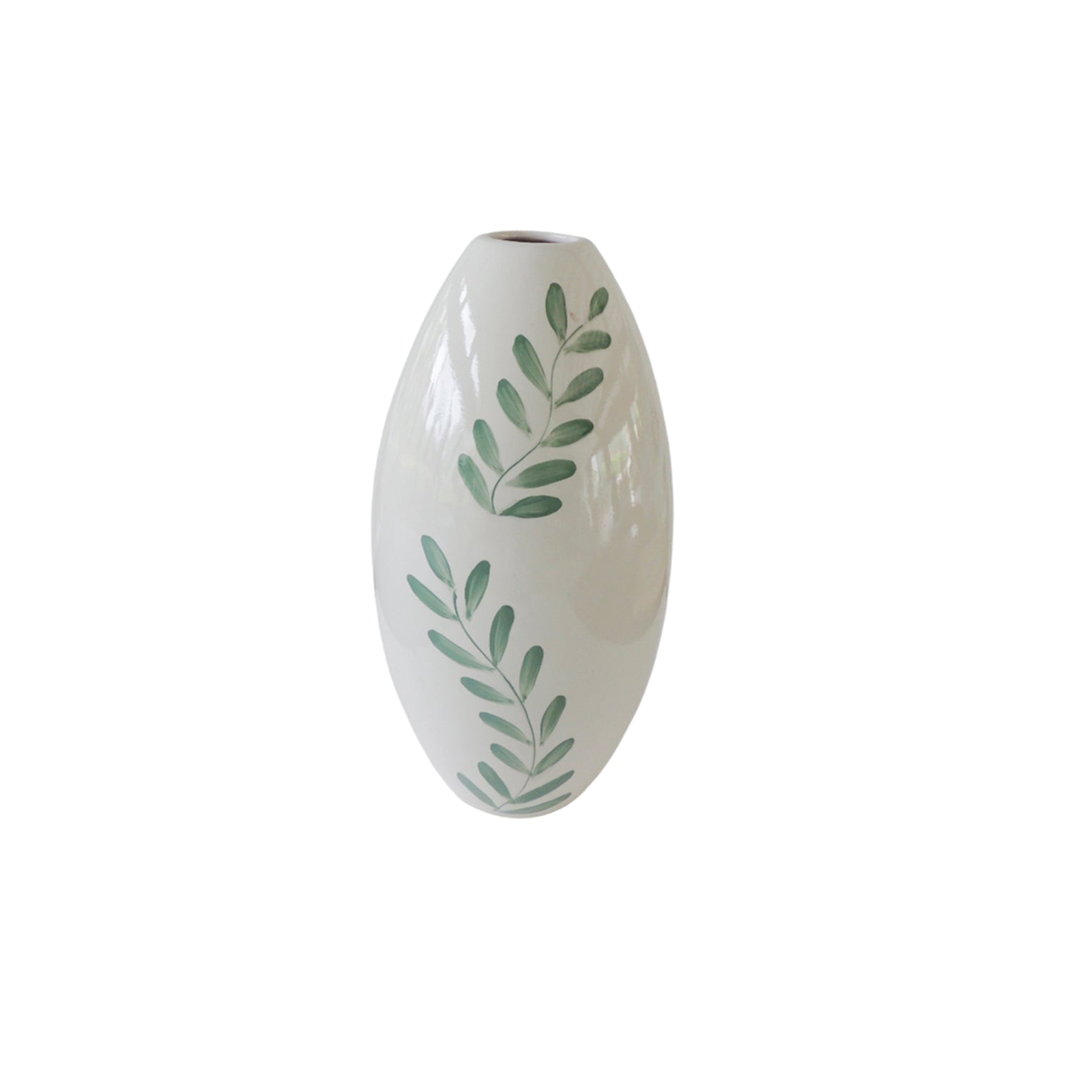 Jarron 17X33Cm Blanco Hojas Elois