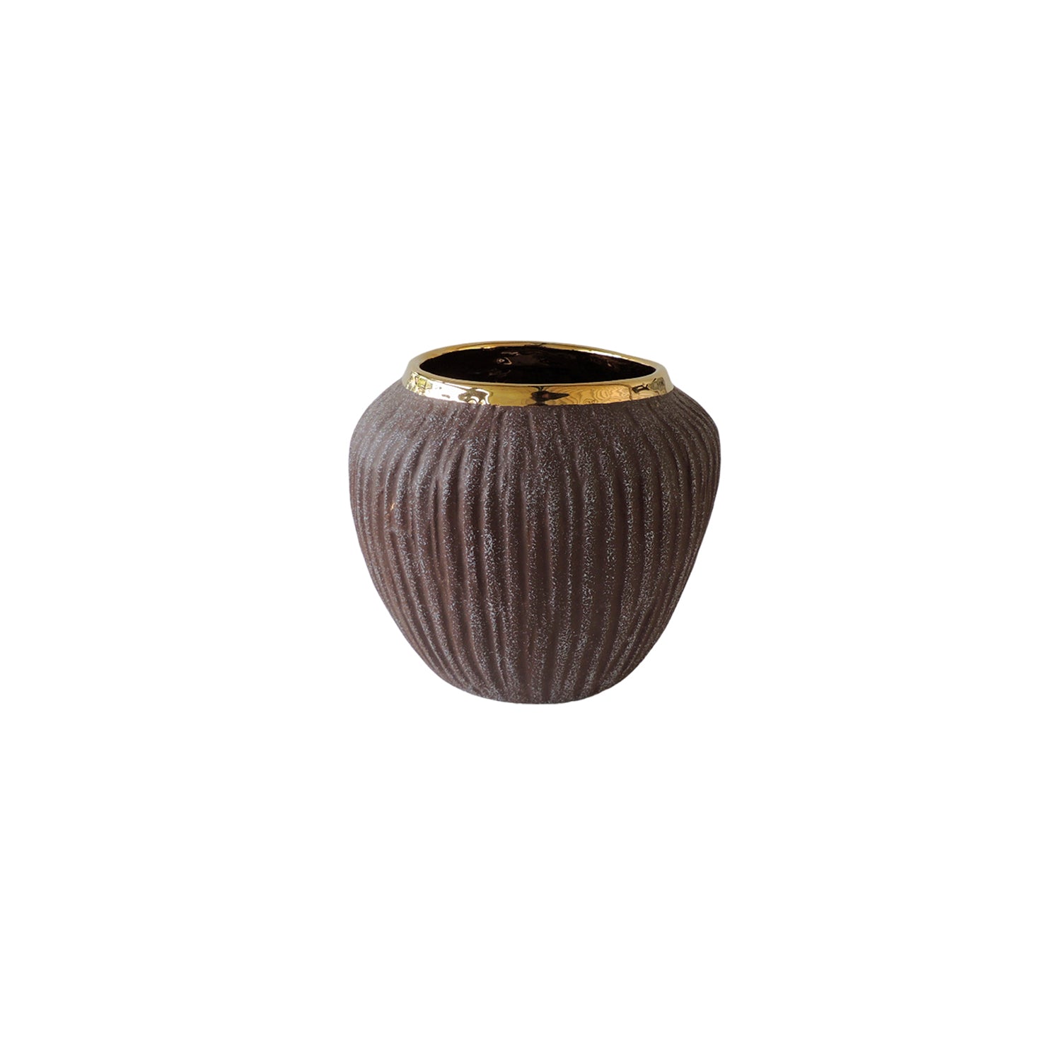Jarrón 21X17Cm Café Borde Oro Rabat