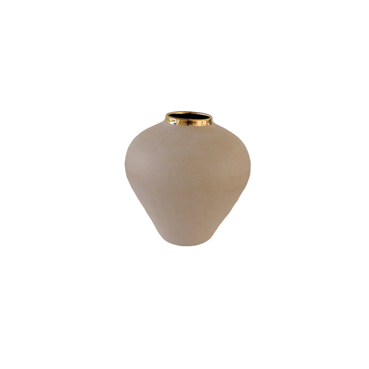 Jarrón 23X23Cm Beige Borde Oro Rabat