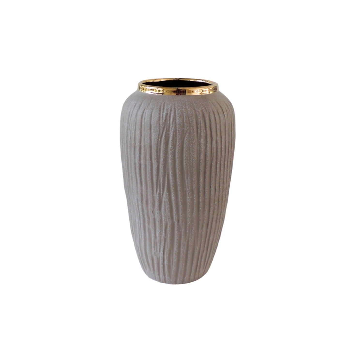 Jarrón 19X32Cm Gris Borde Oro Rabat