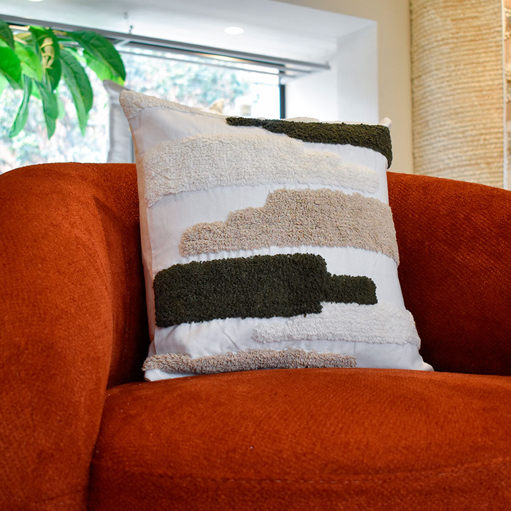 Cojin 45X45 Rustic 71 Blanco, Oliva