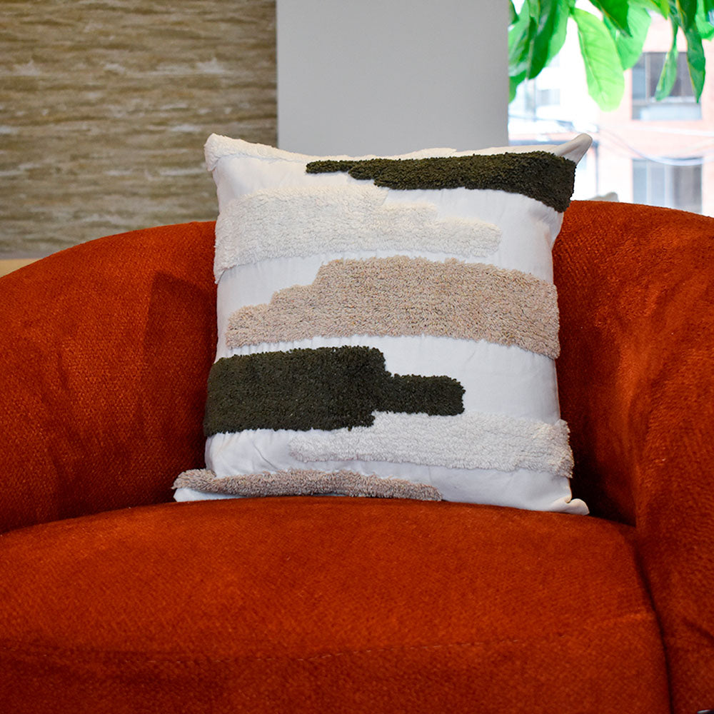 Cojin 45X45 Rustic 71 Blanco, Oliva