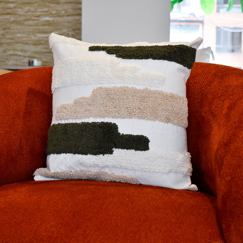 Cojin 45X45 Rustic 71 Blanco, Oliva