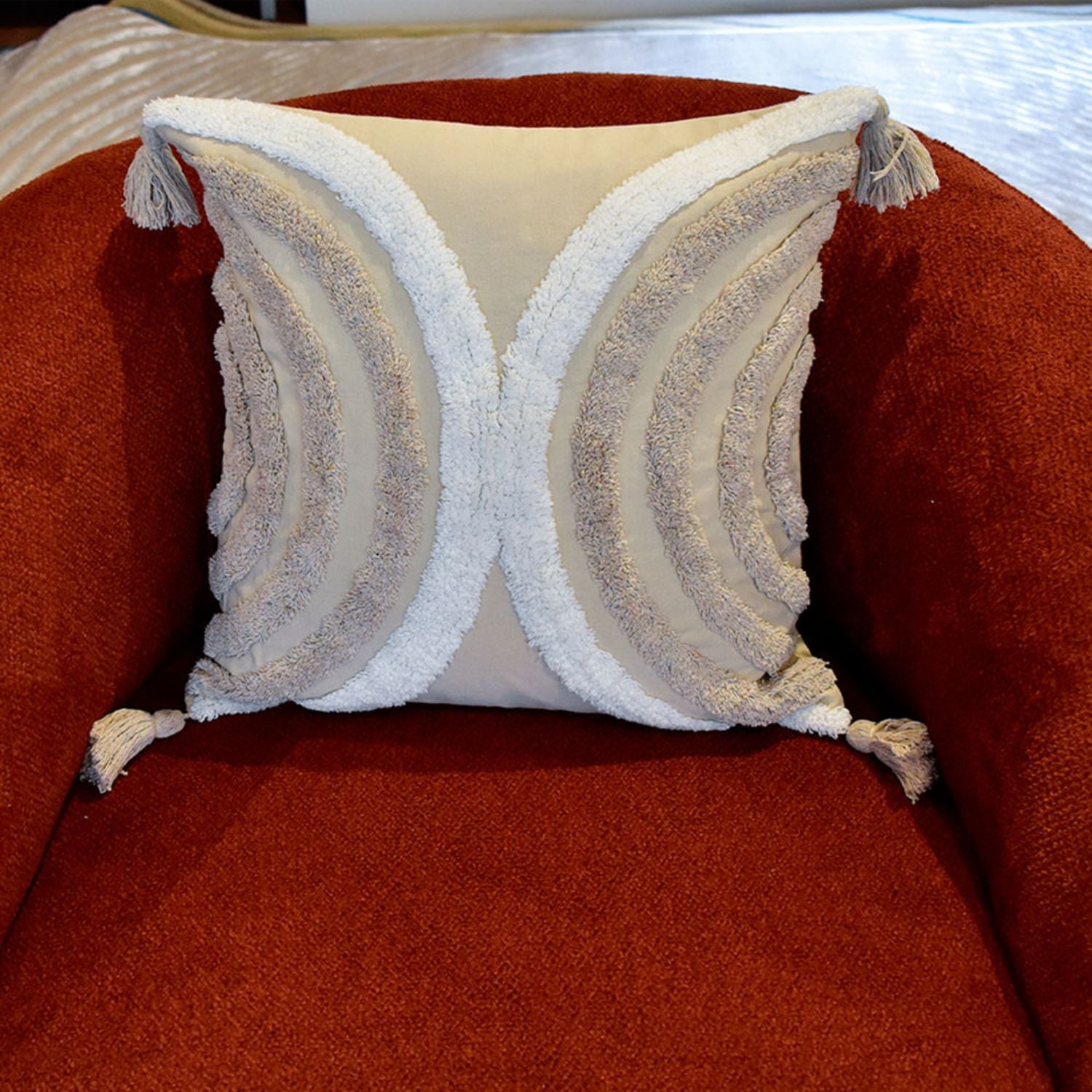 Cojin 45X45 Rustic 48 Beige, Blanco