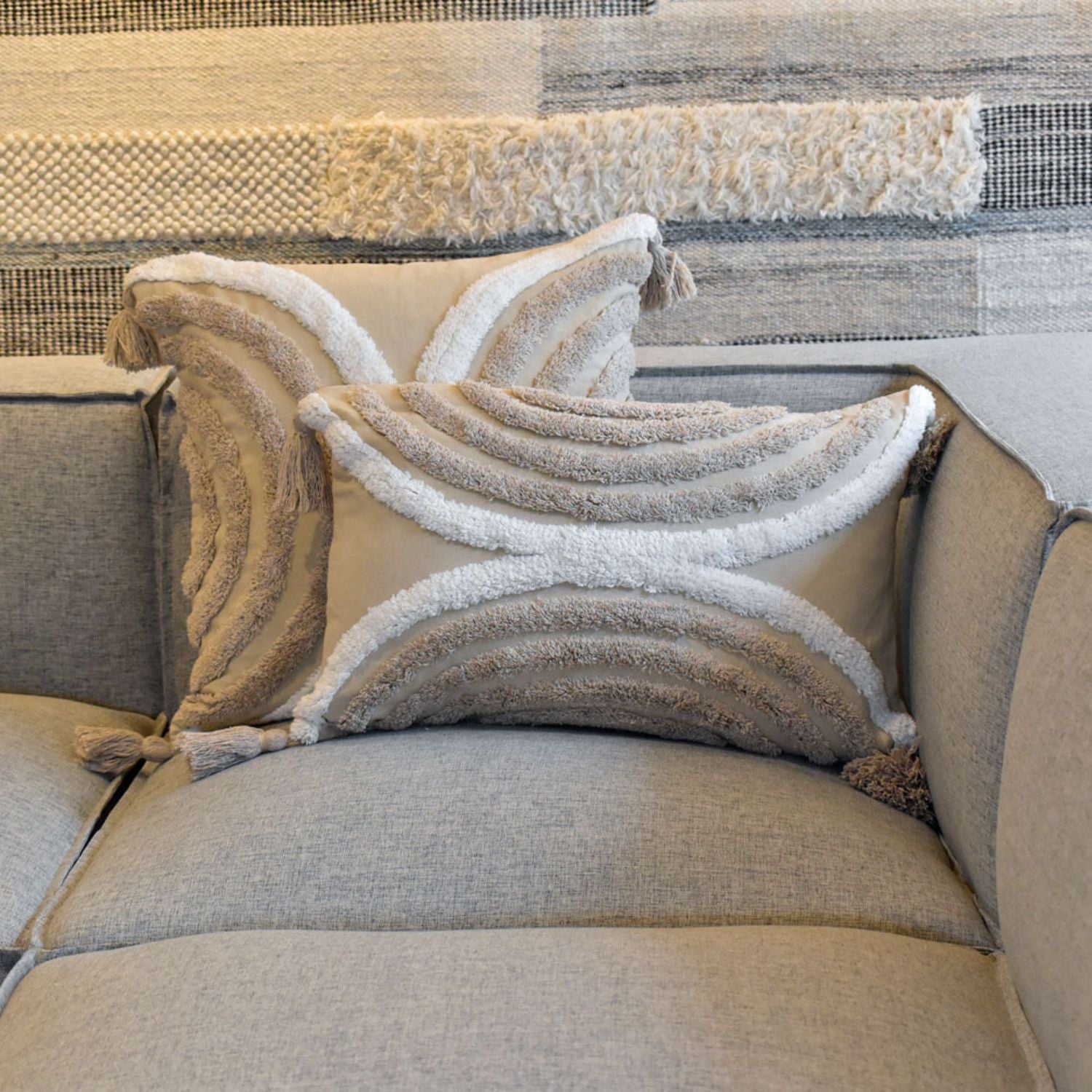 Cojin 30X50 Rustic 49 Beige, Blanco