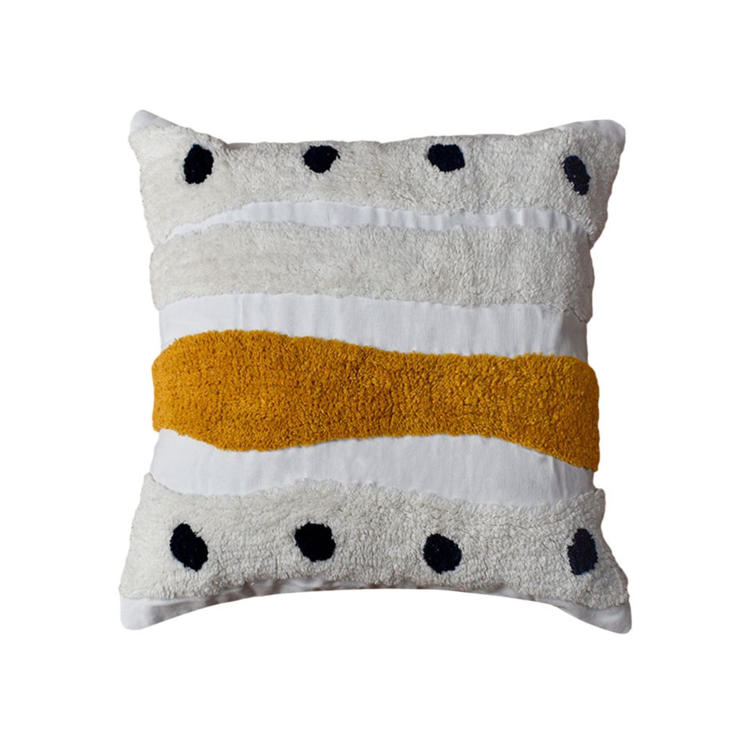 Cojin 45X45 Rustic 68 Blanco, Mostaza