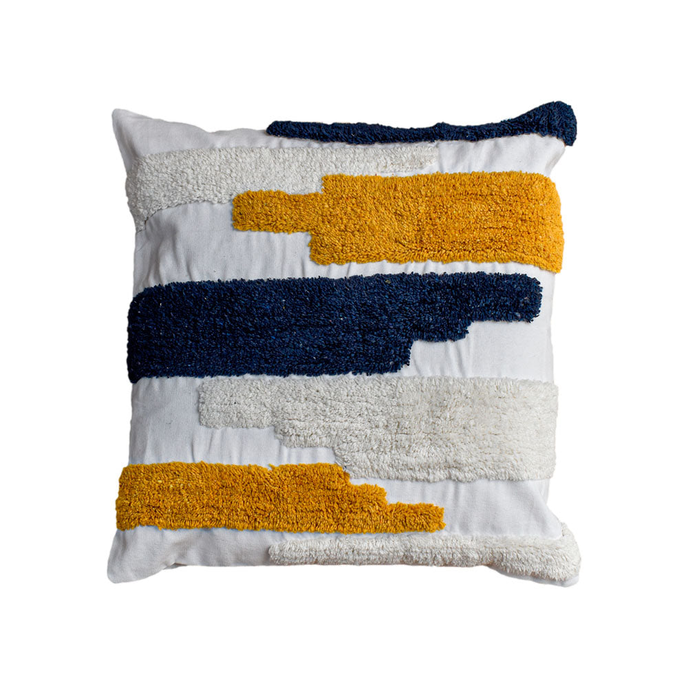 Cojin 45X45 Rustic 69 Blanco, Mostaza