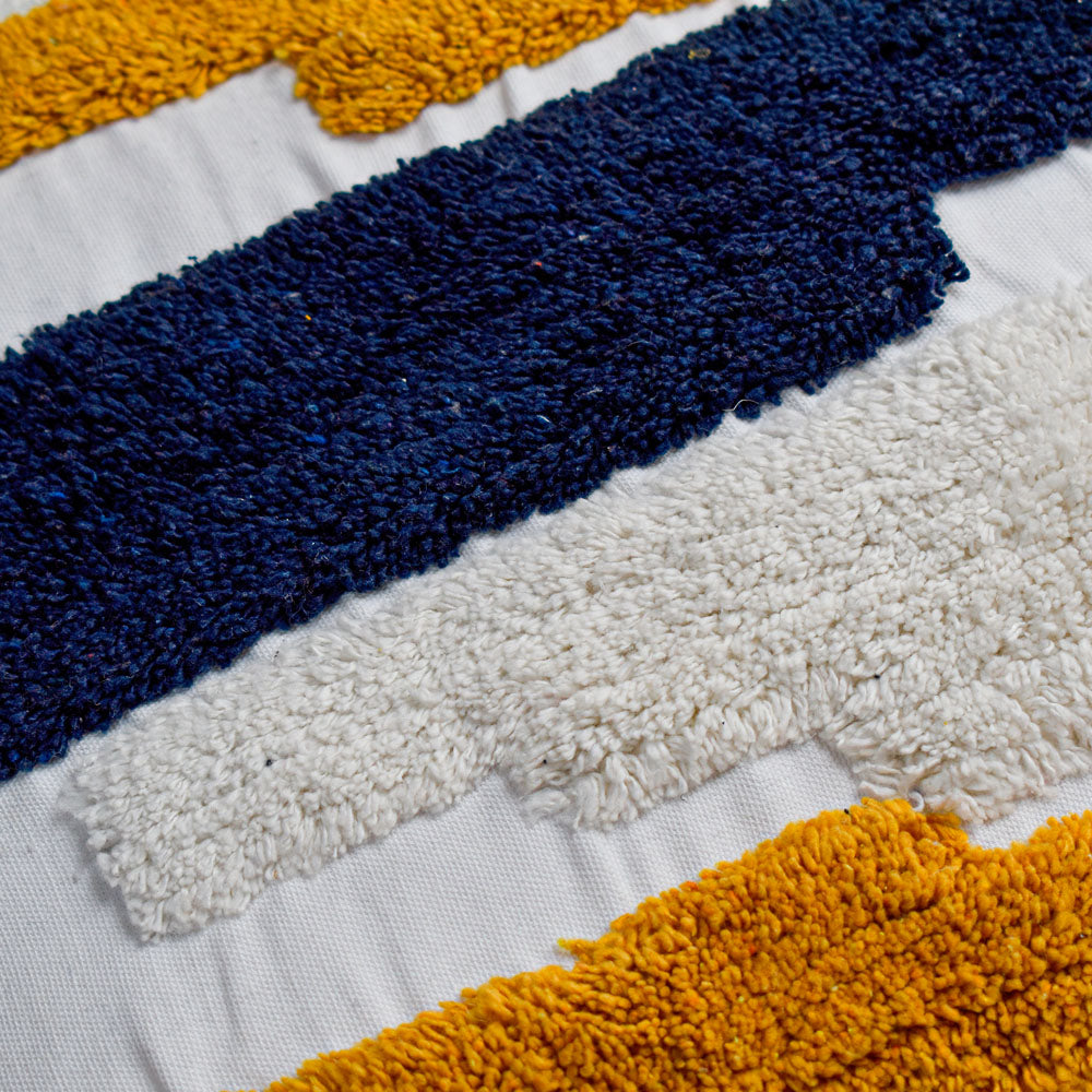 Cojin 45X45 Rustic 69 Blanco, Mostaza