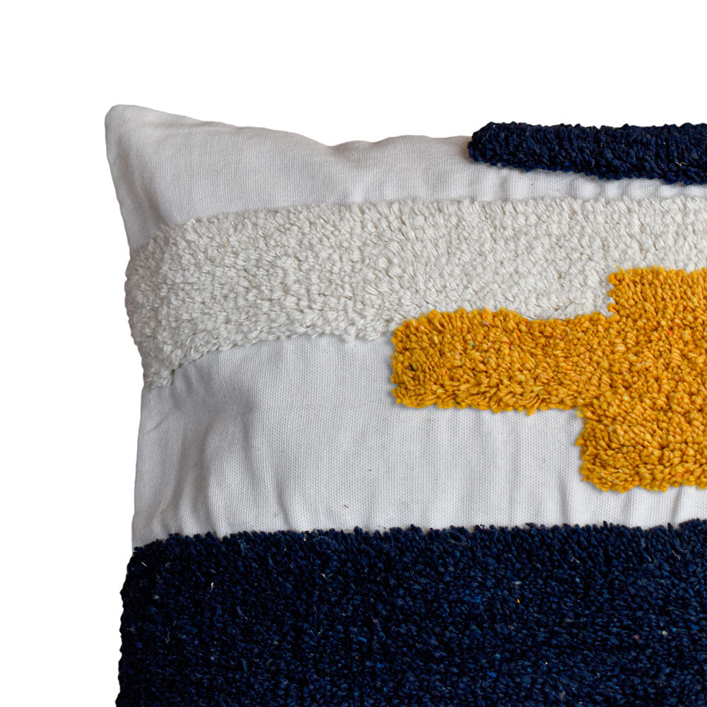 Cojin 45X45 Rustic 69 Blanco, Mostaza