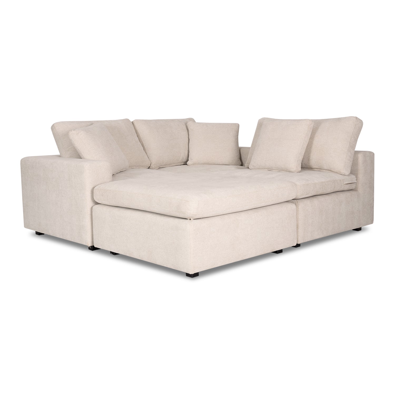 Juego De Sala Creta Lino Touch Almendra, Negro 2.40 Mts