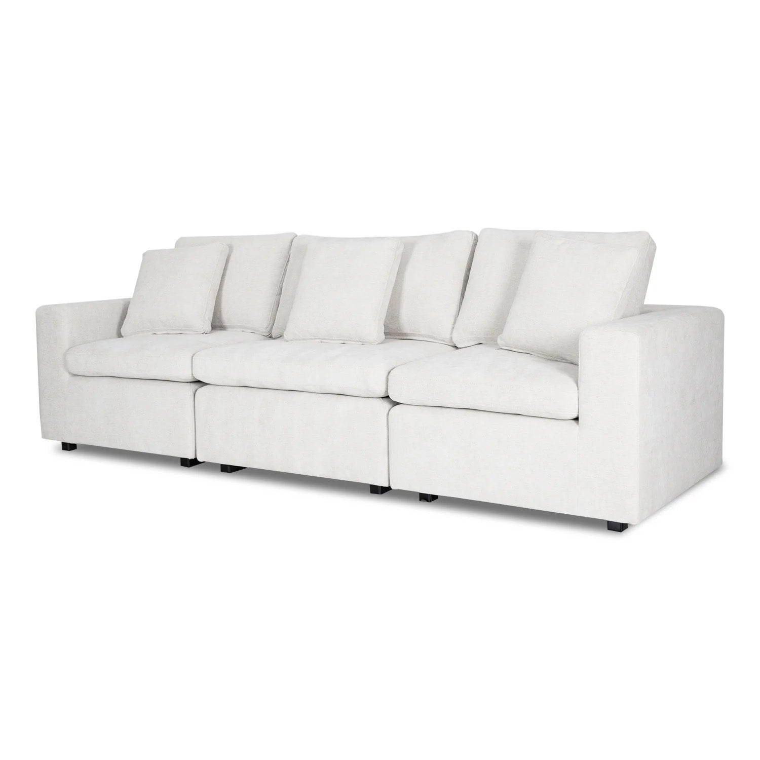 Juego De Sala Creta Lino Touch Almendra, Negro 2.40 Mts