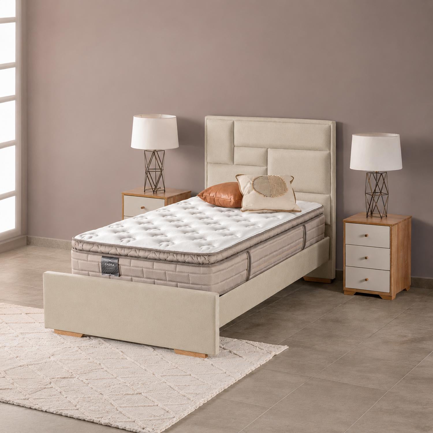Colchón Queen Aurora Pillow Top + Gratis Cama Beige +  2 Almohadas