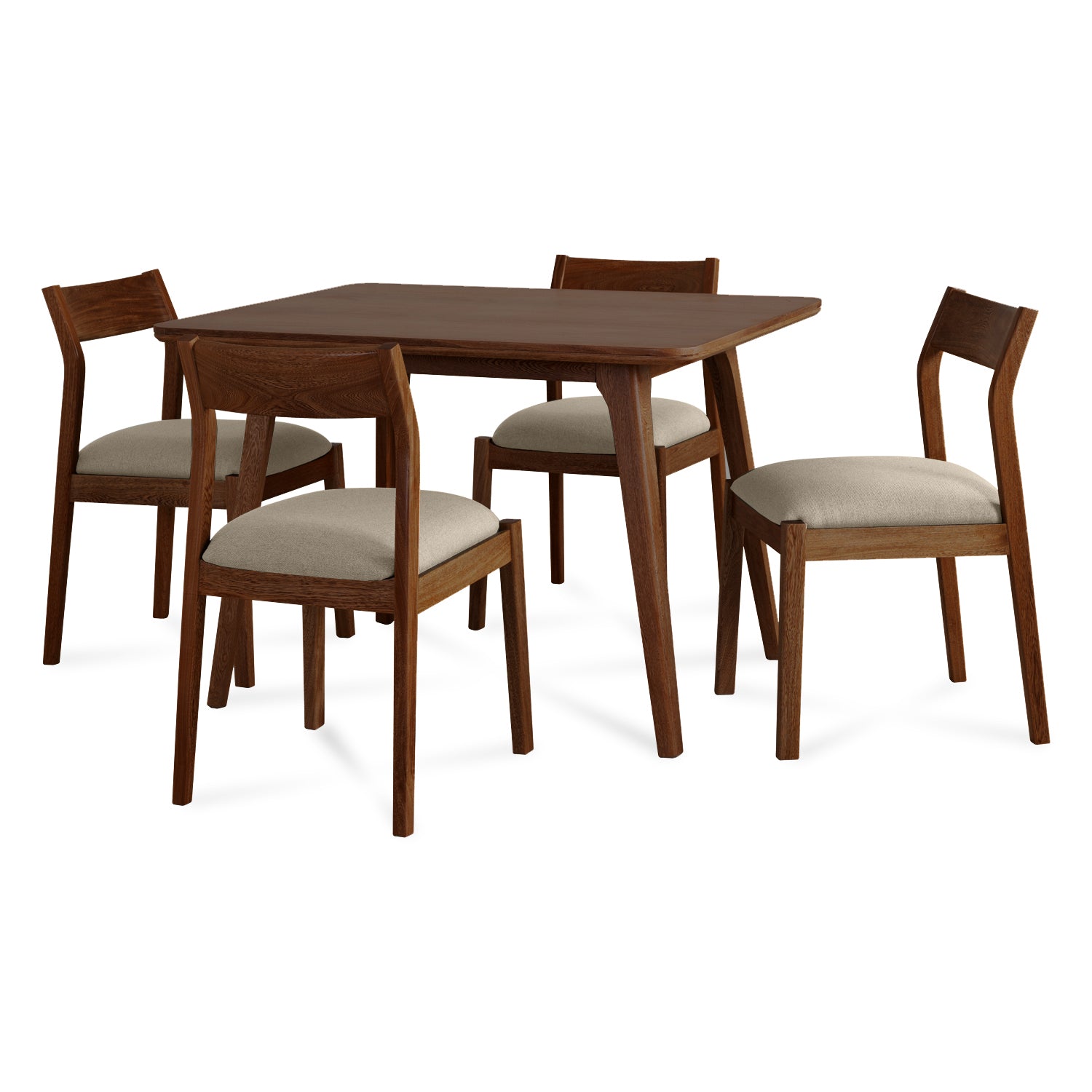 Comedor 4 Puestos Dalton Lino Verona Beige, Natural Oscuro