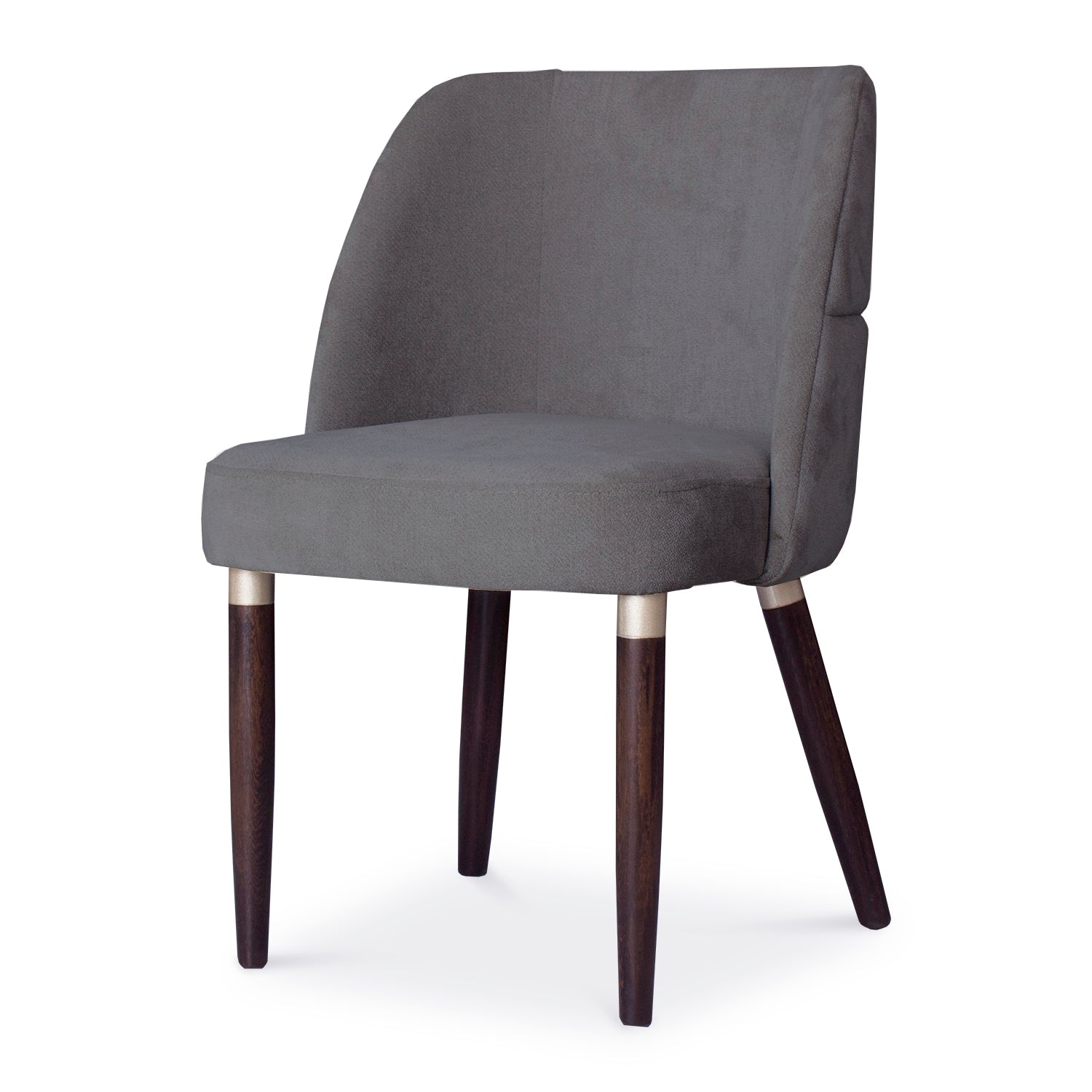 Comedor 4 Puestos Nicole Velvet Impetu Gris, Natural Oscuro