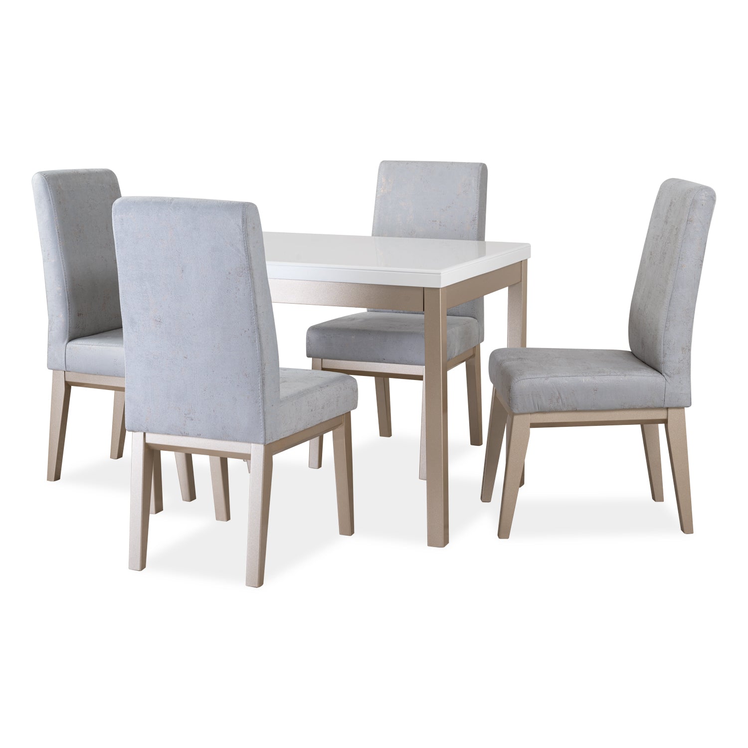 Comedor 4 Puestos Walcot Velvet Eleganza Plata, Champaña