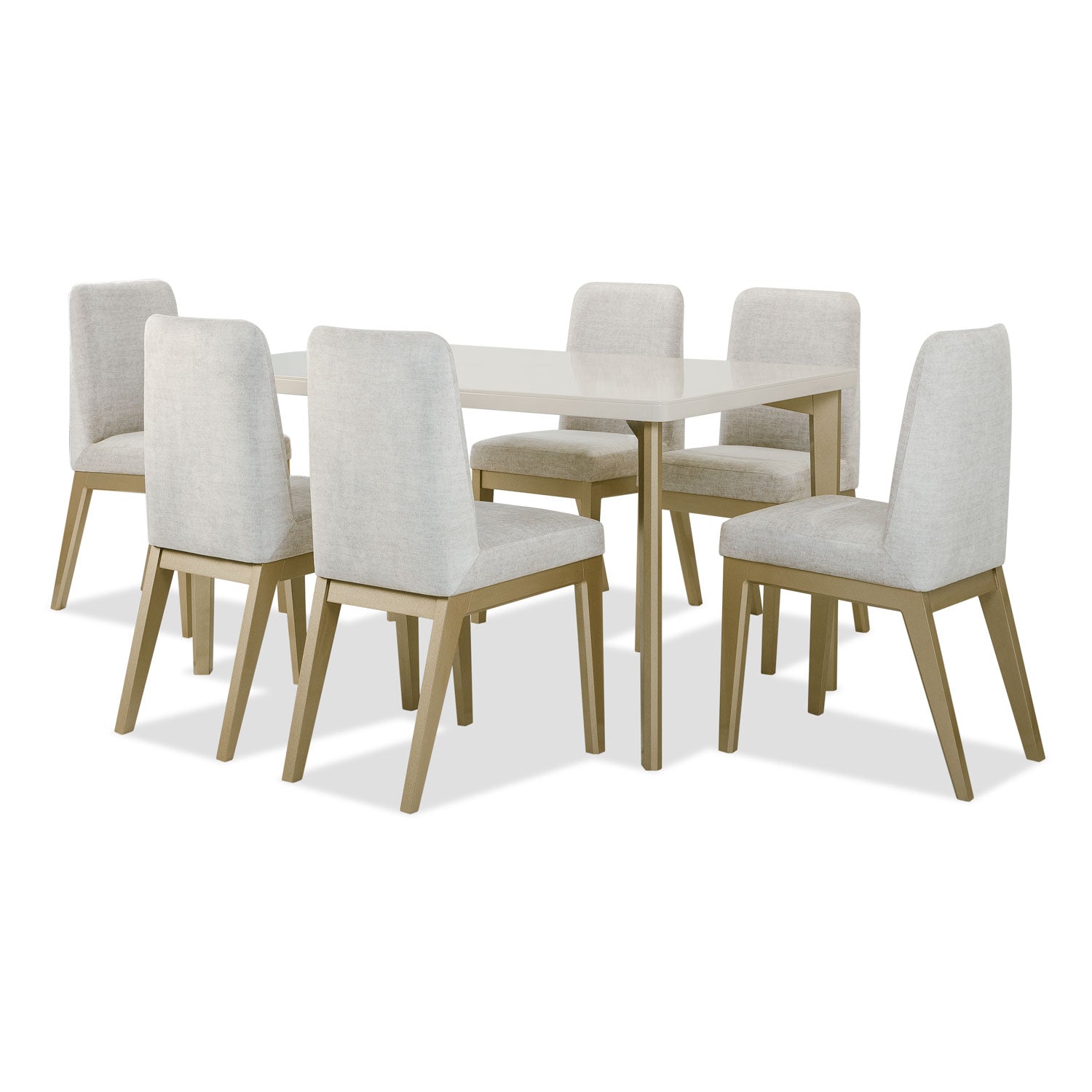 Comedor 6 Puestos Montana Velvet Atlas Marmol, Champaña Premium