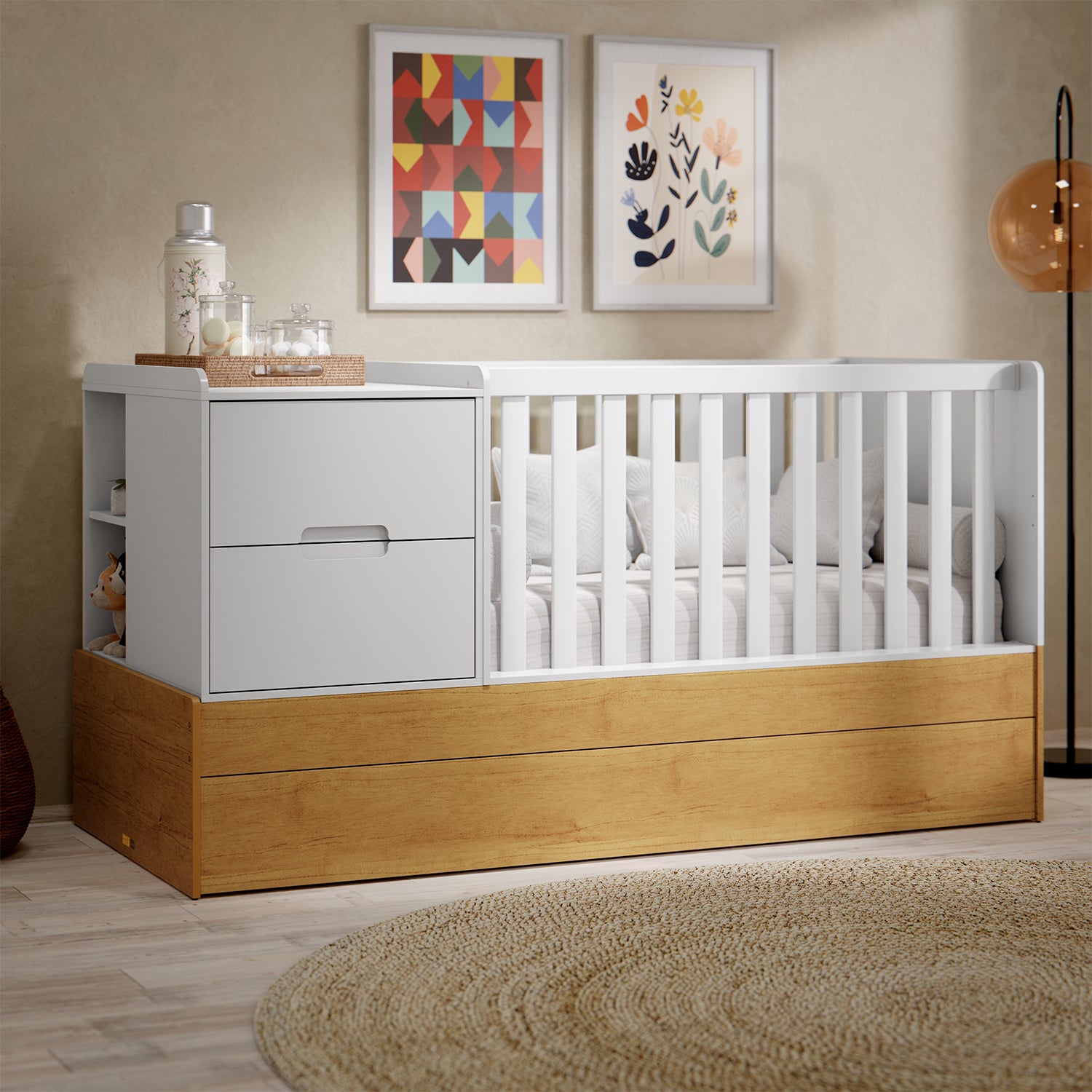 Cama Cuna Para Bebé Moys Blanco, Miel