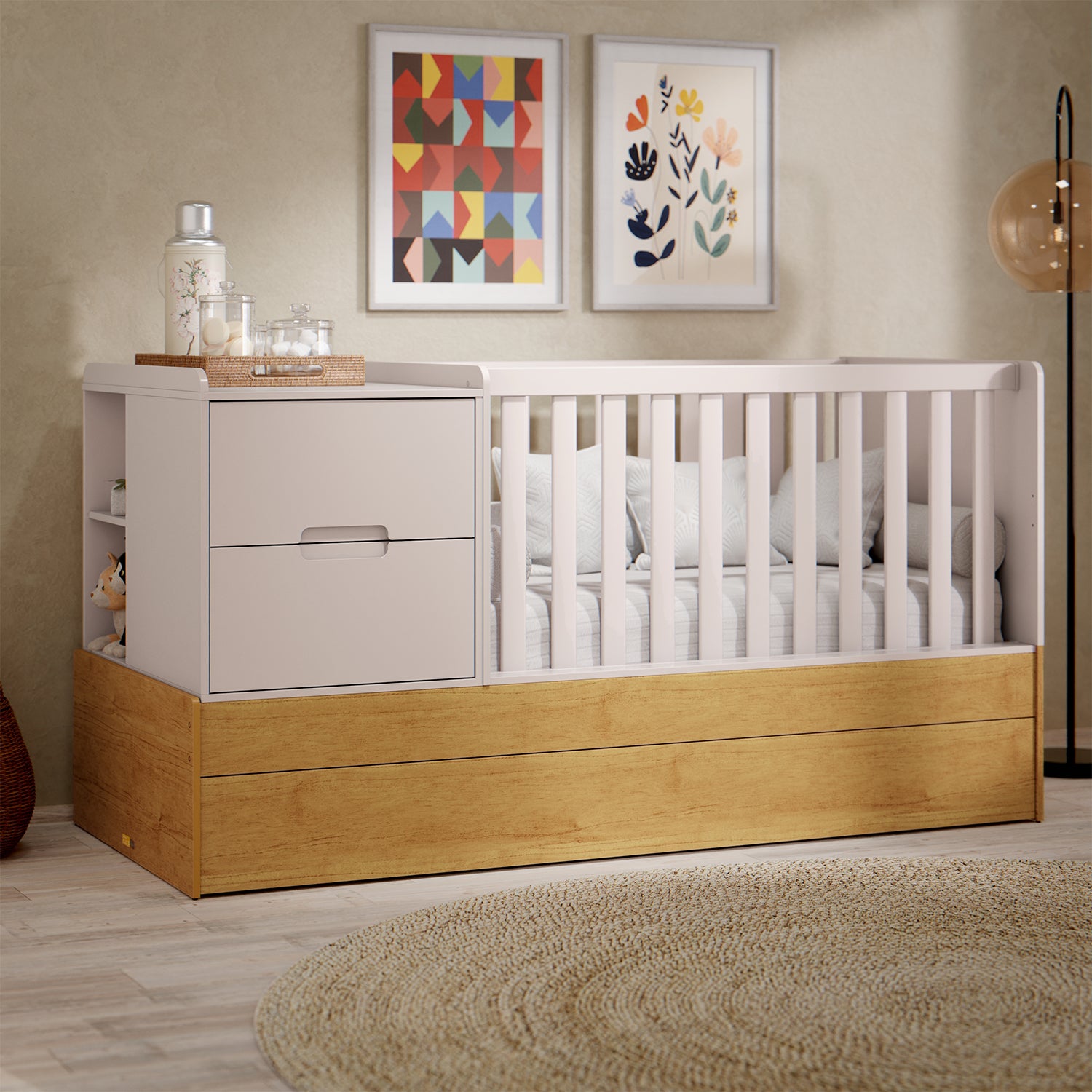 Cama Cuna Para Bebé Moys Rosa, Miel